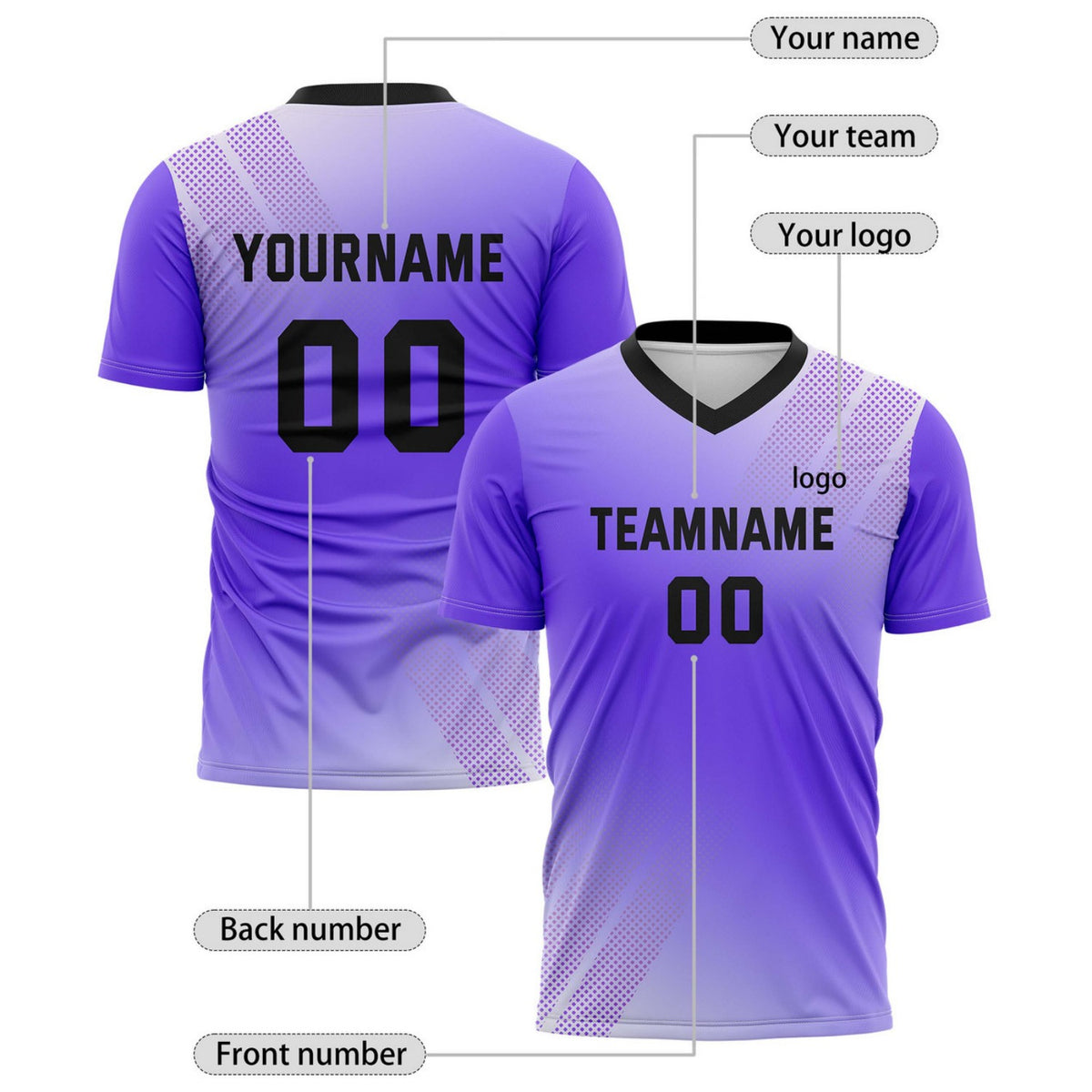 Custom Lavender & Purple Ombré Soccer Jersey for Teams & Individuals | Vosoli
