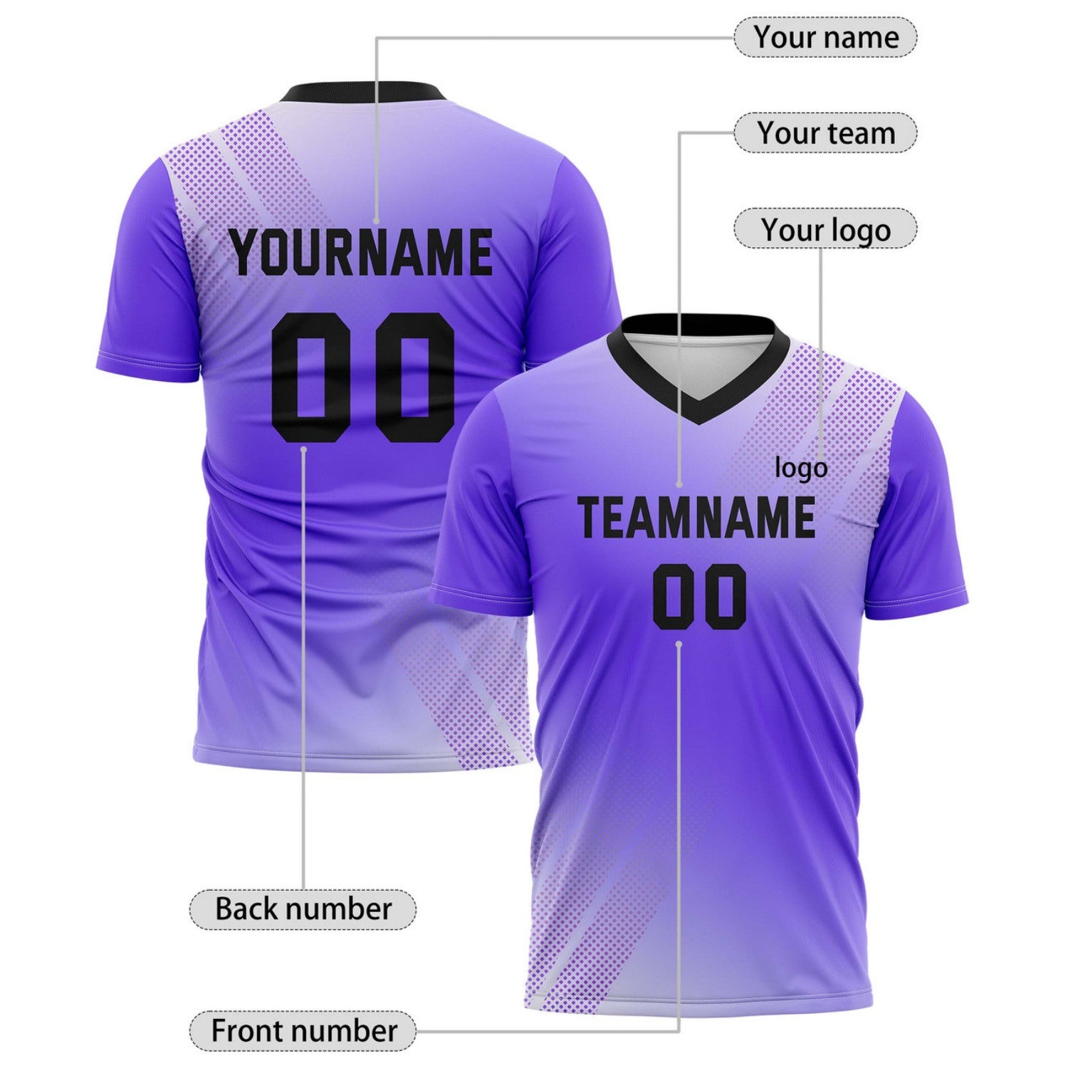 Custom Lavender & Purple Ombré Soccer Jersey for Teams & Individuals | Vosoli