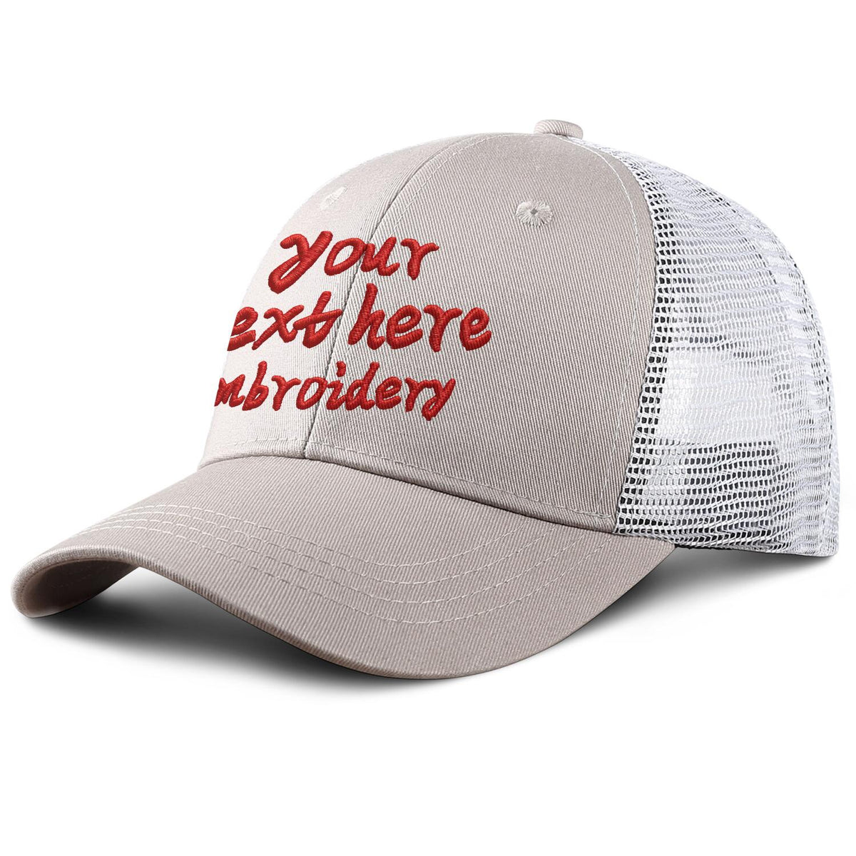 Vosoli Light Beige & White Mesh-Back Trucker Cap - Unisex Personal & Team Custom 3D Embroidery or Print Hat