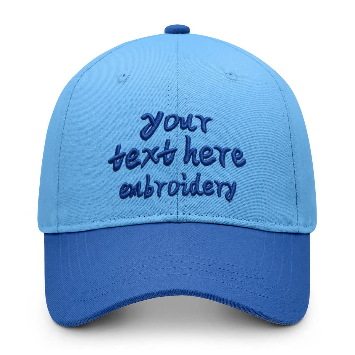 Vosoli Light Blue Dark Blue Two-Tone Baseball Cap - Unisex Custom 3D Embroidery or Print