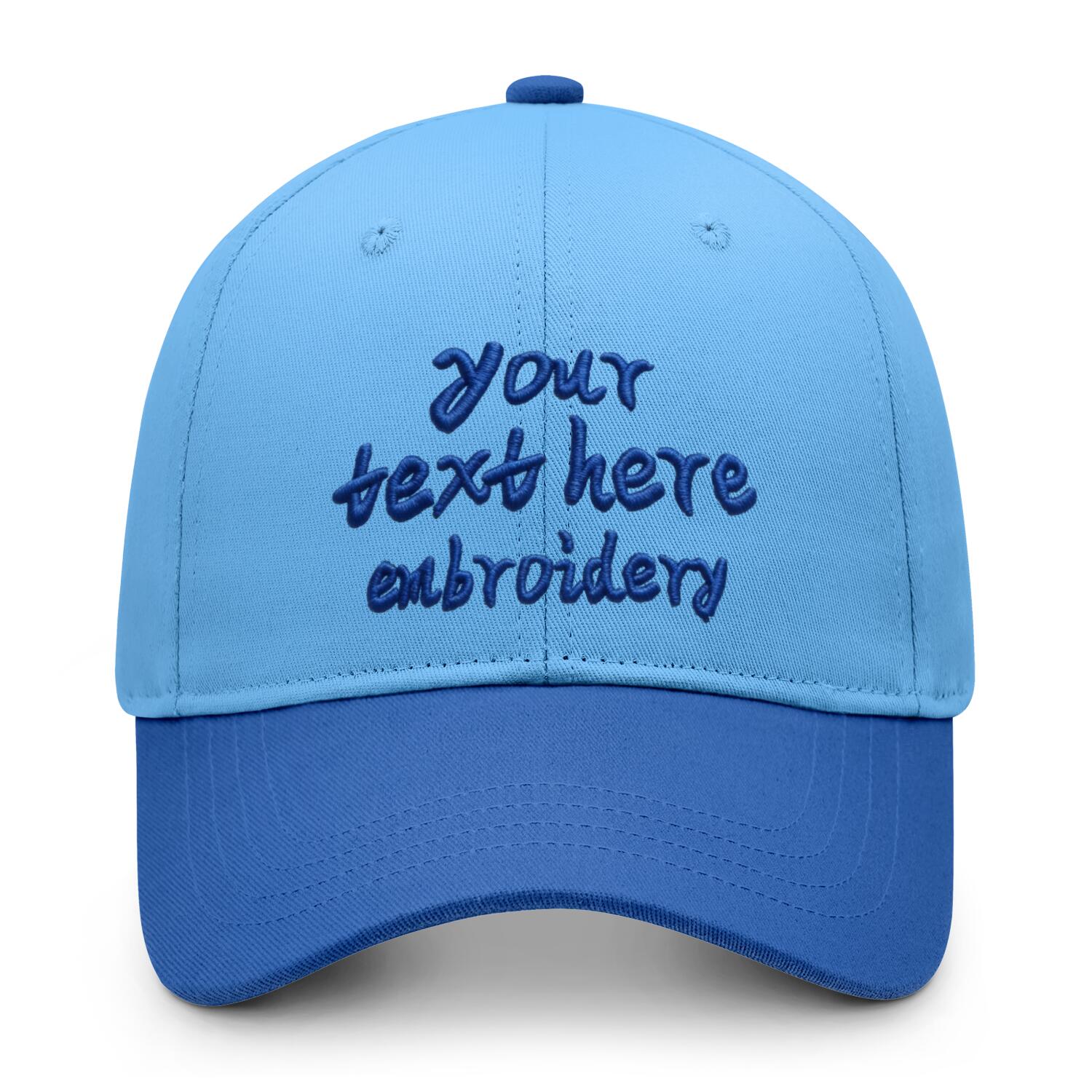 Vosoli Light Blue Dark Blue Two-Tone Baseball Cap - Unisex Custom 3D Embroidery or Print
