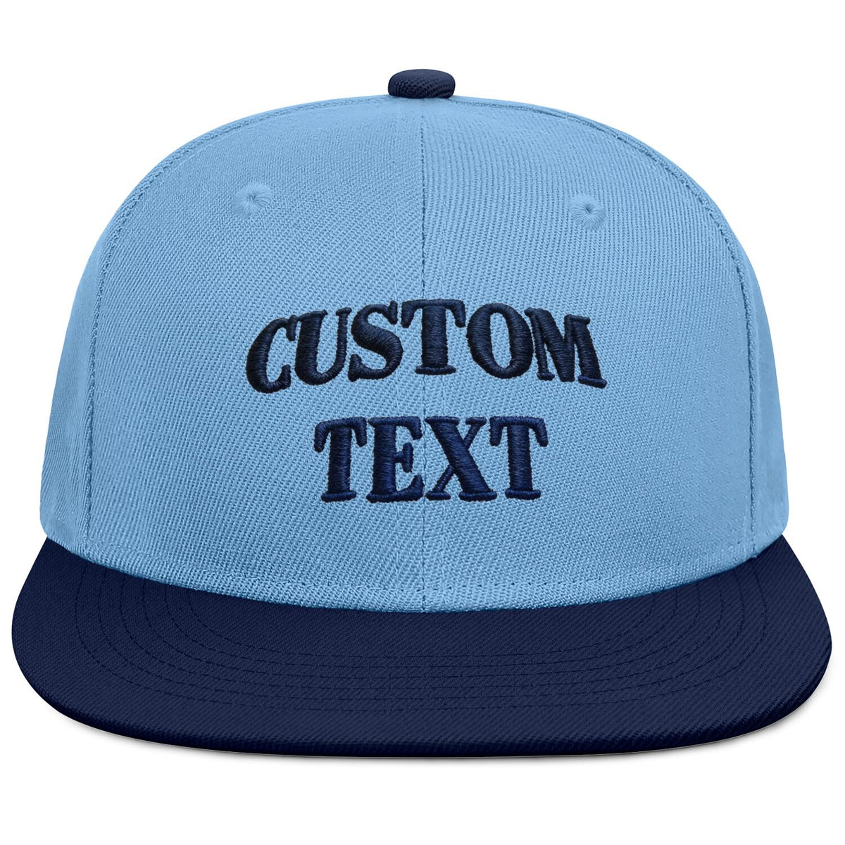 Vosoli Light Blue &amp; Navy Flat-Brim Hat - Unisex Personal &amp; Team Custom 3D Embroidery or Print Caps