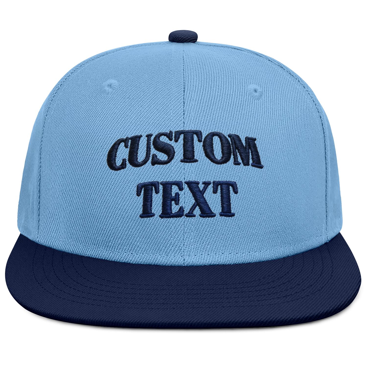 Vosoli Light Blue & Navy Flat-Brim Hat - Unisex Personal & Team Custom 3D Embroidery or Print Caps