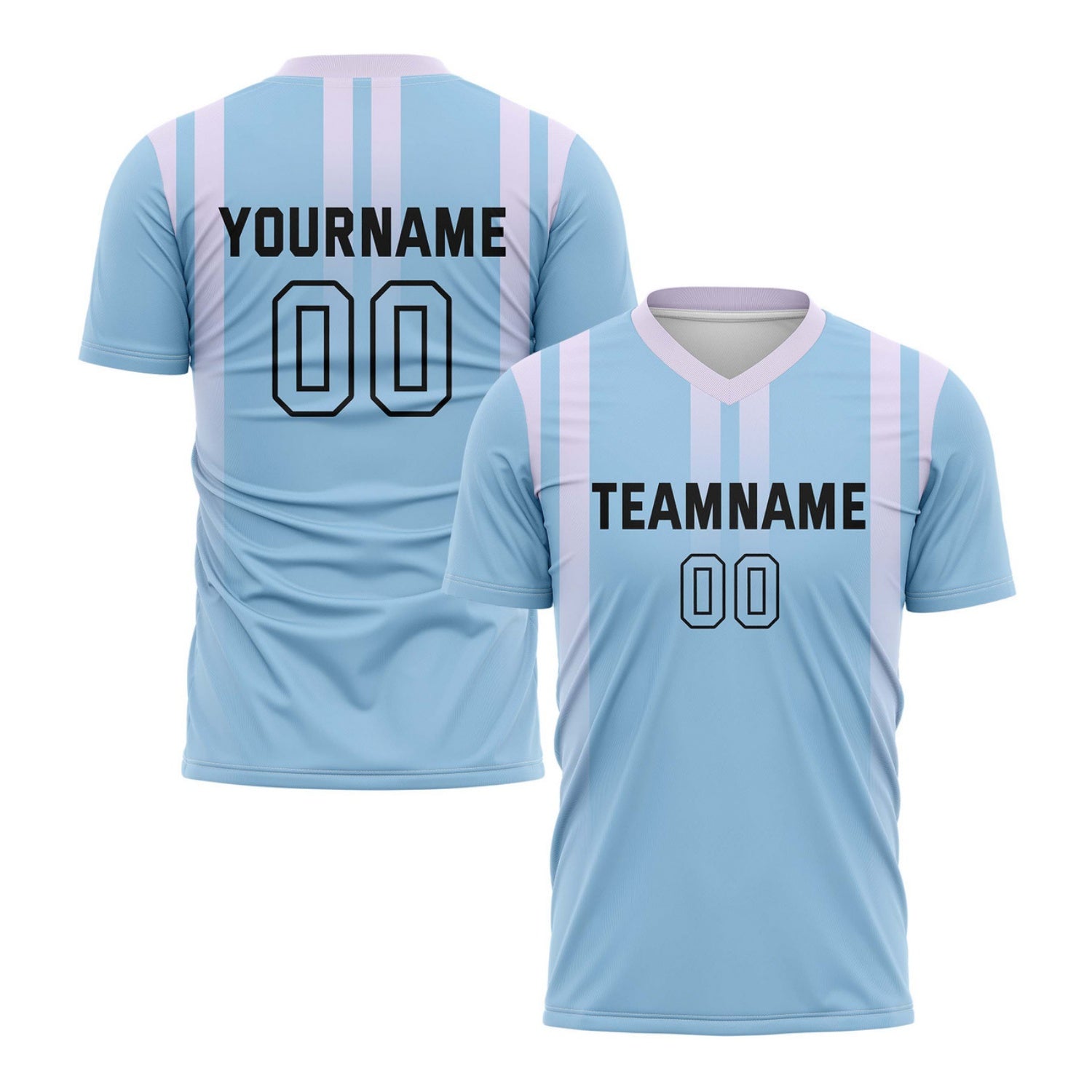 Custom Light Blue & Pink Vertical Stripe Soccer Jersey for Teams & Individuals | Vosoli
