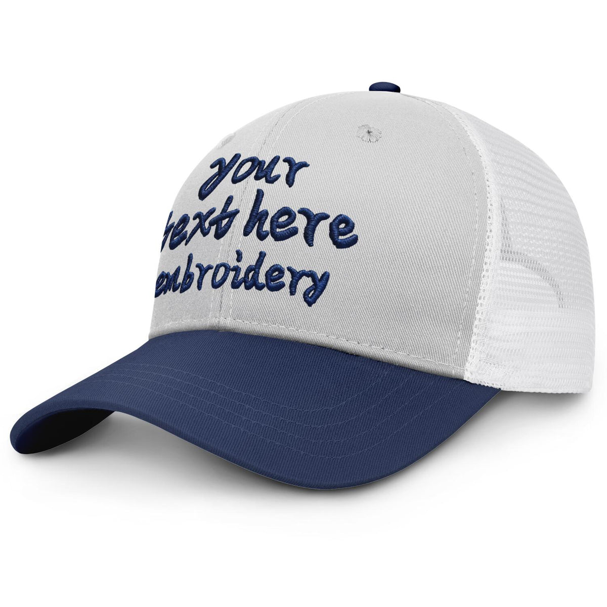 Vosoli Light Gray & Navy Blue Two-Tone Baseball Trucker Hat - Unisex Custom 3D Embroidery or Print
