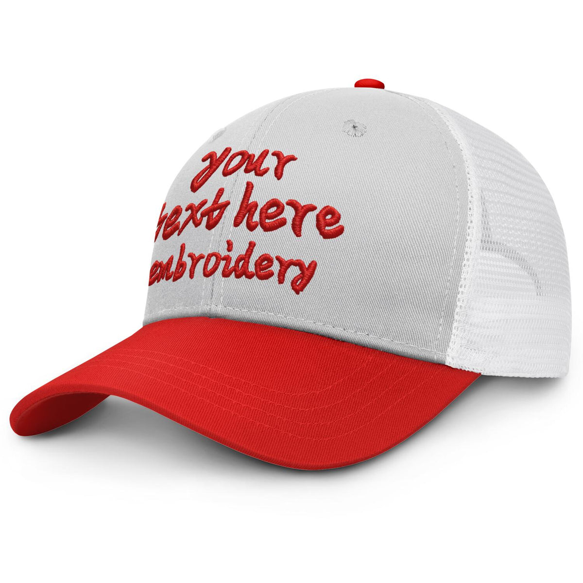 Vosoli Light Gray & Red Two-Tone Baseball Trucker Hat - Unisex Custom 3D Embroidery or Print