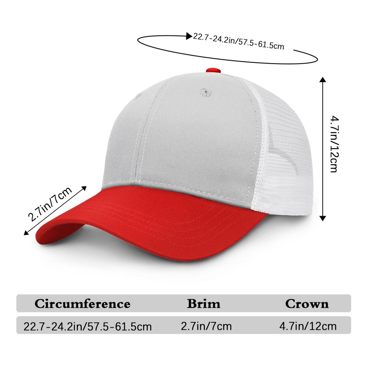 Vosoli Light Gray & Red Two-Tone Baseball Trucker Hat - Unisex Custom 3D Embroidery or Print