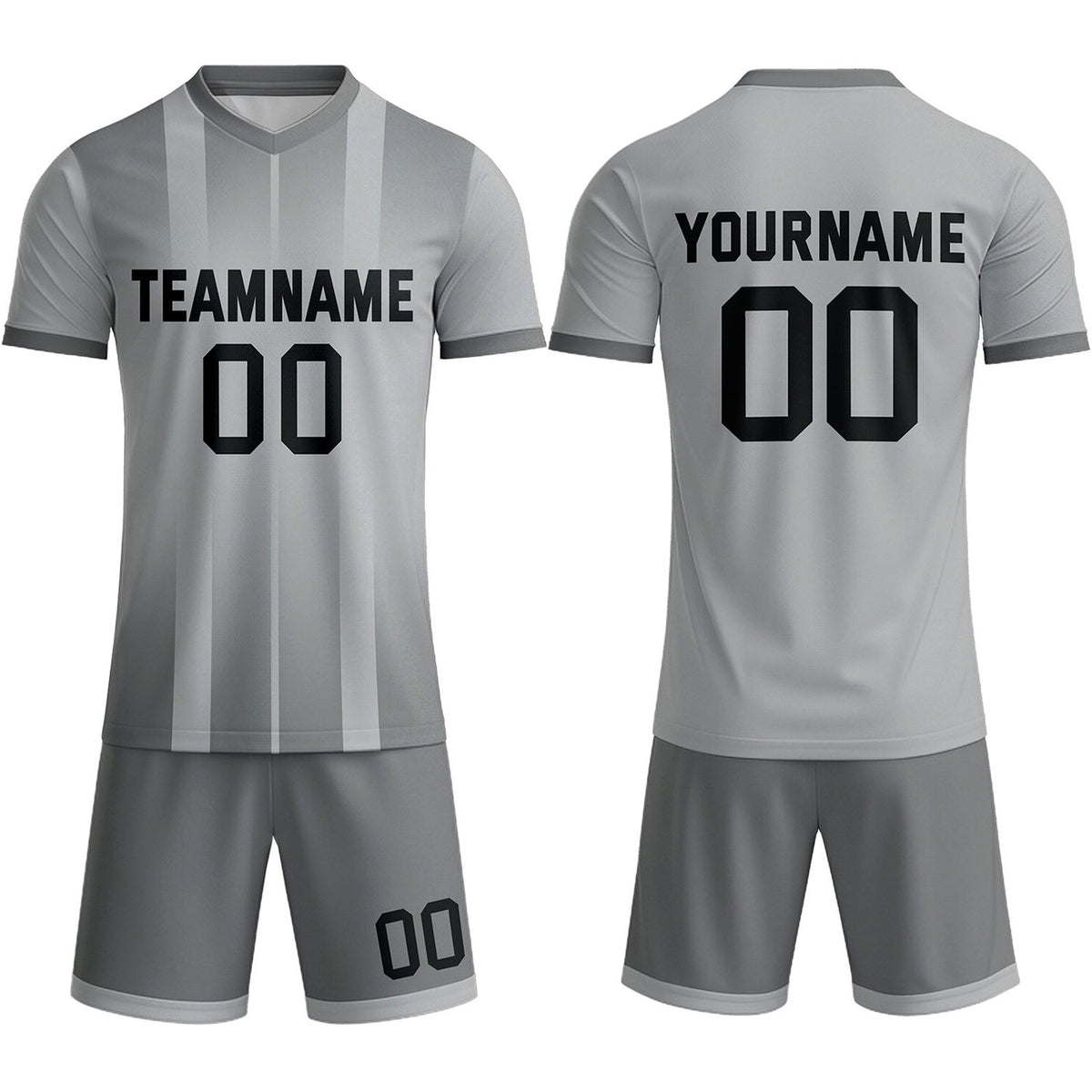 Custom Light Grey Ombre Stripe Soccer Uniform Set for Teams &amp; Individuals | Vosoli