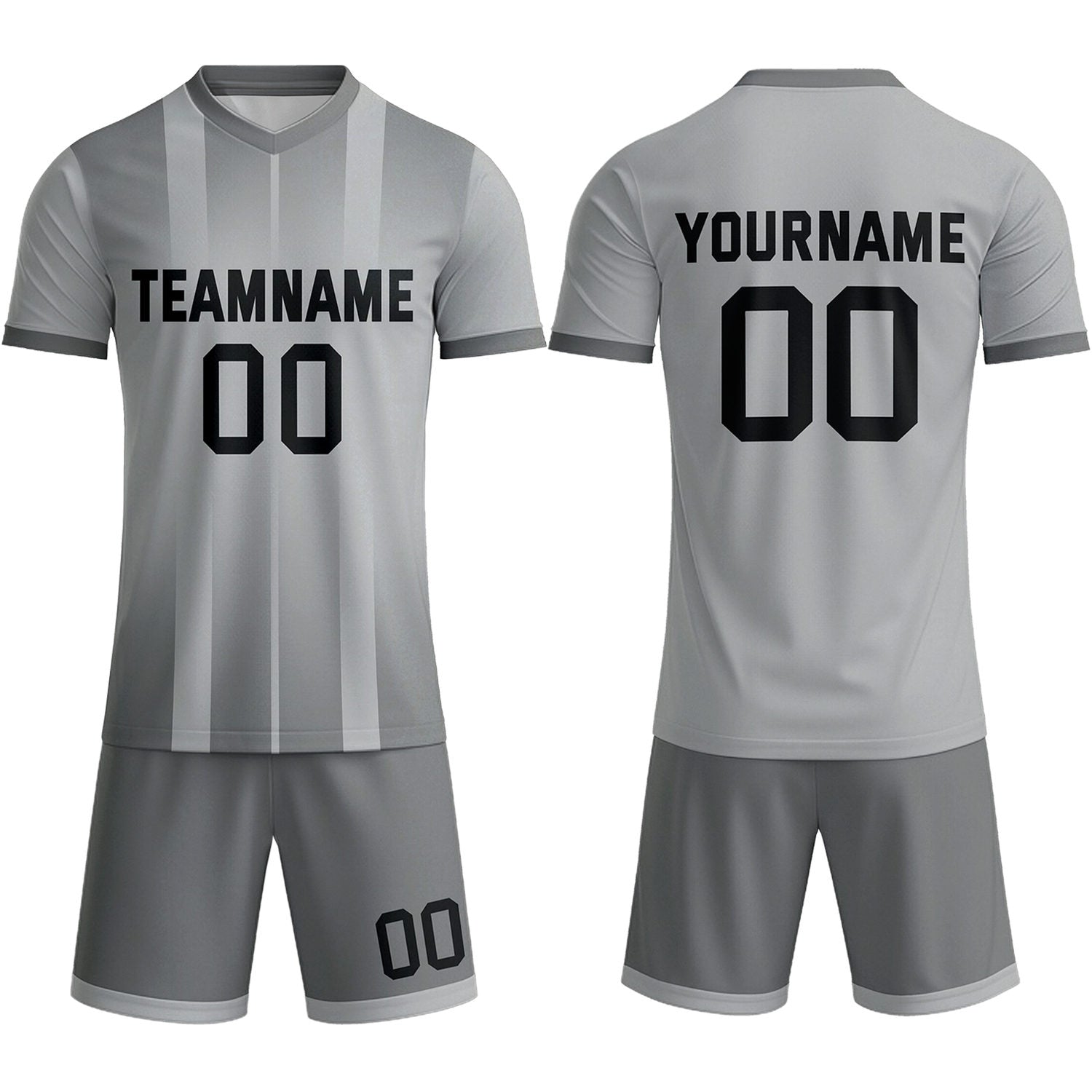 Custom Light Grey Ombre Stripe Soccer Uniform Set for Teams & Individuals | Vosoli