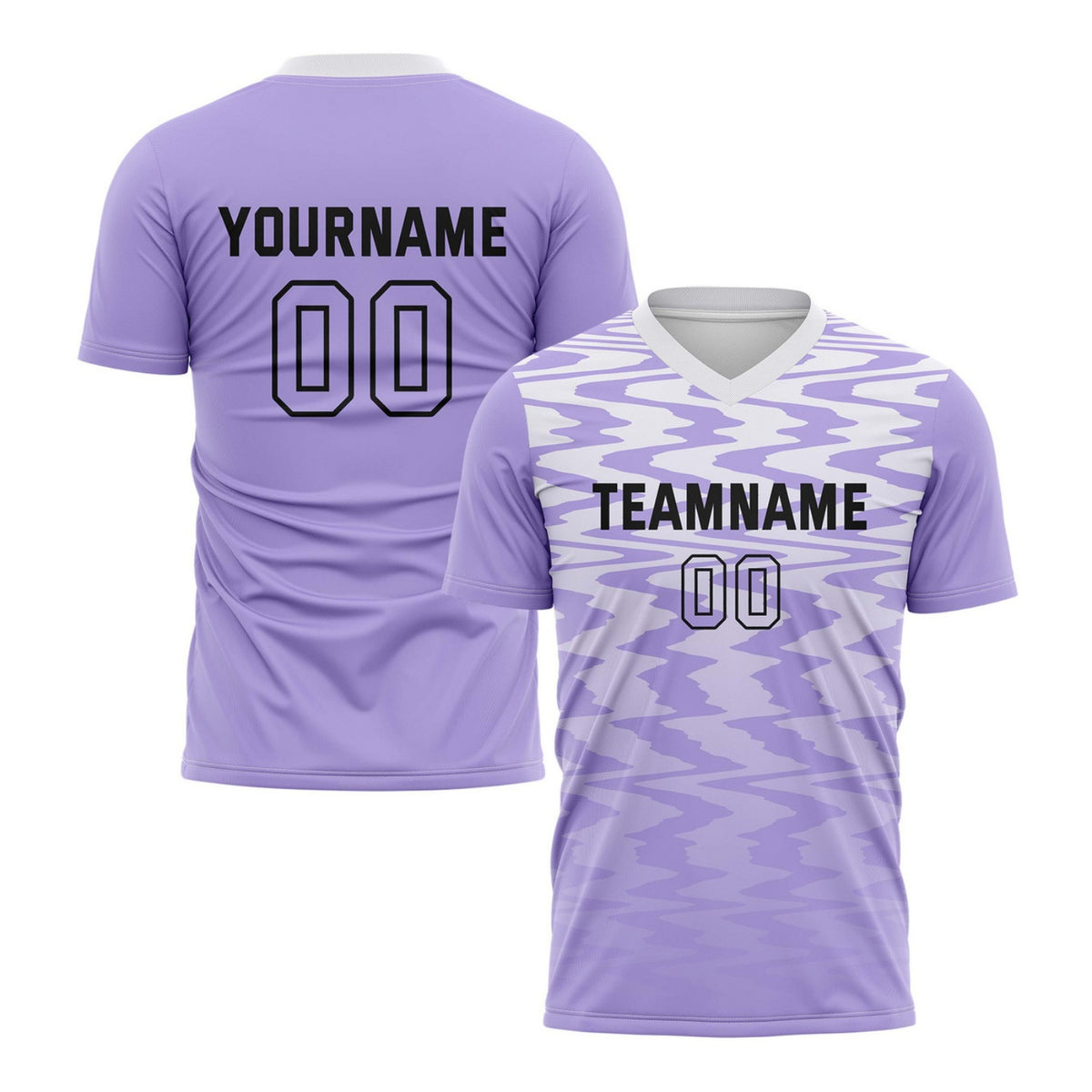 Custom Light Purple &amp; White Wave Pattern Soccer Jersey for Teams &amp; Individuals | Vosoli