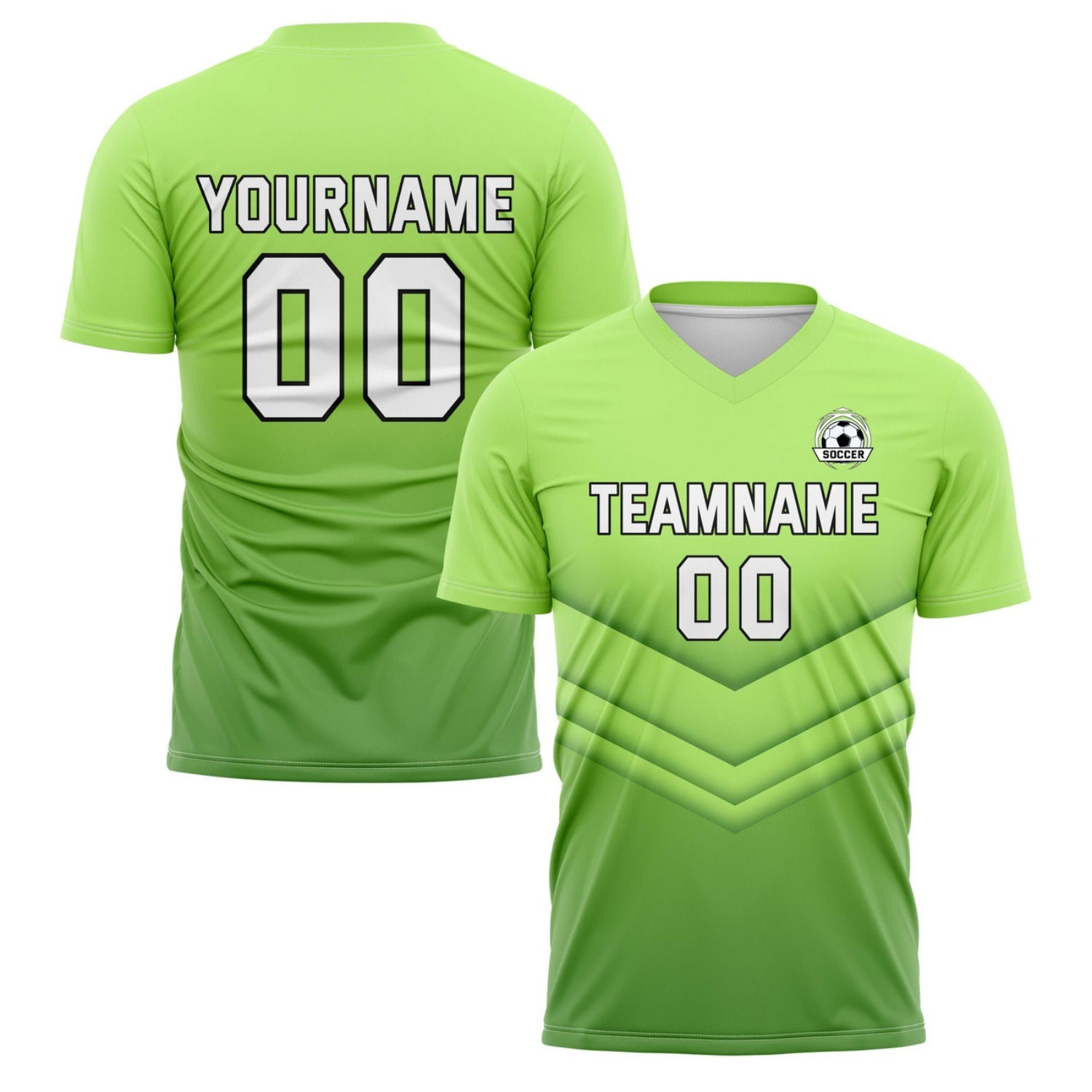 Custom Light-to-Dark Green Gradient Soccer Jersey for Teams & Individuals | Vosoli