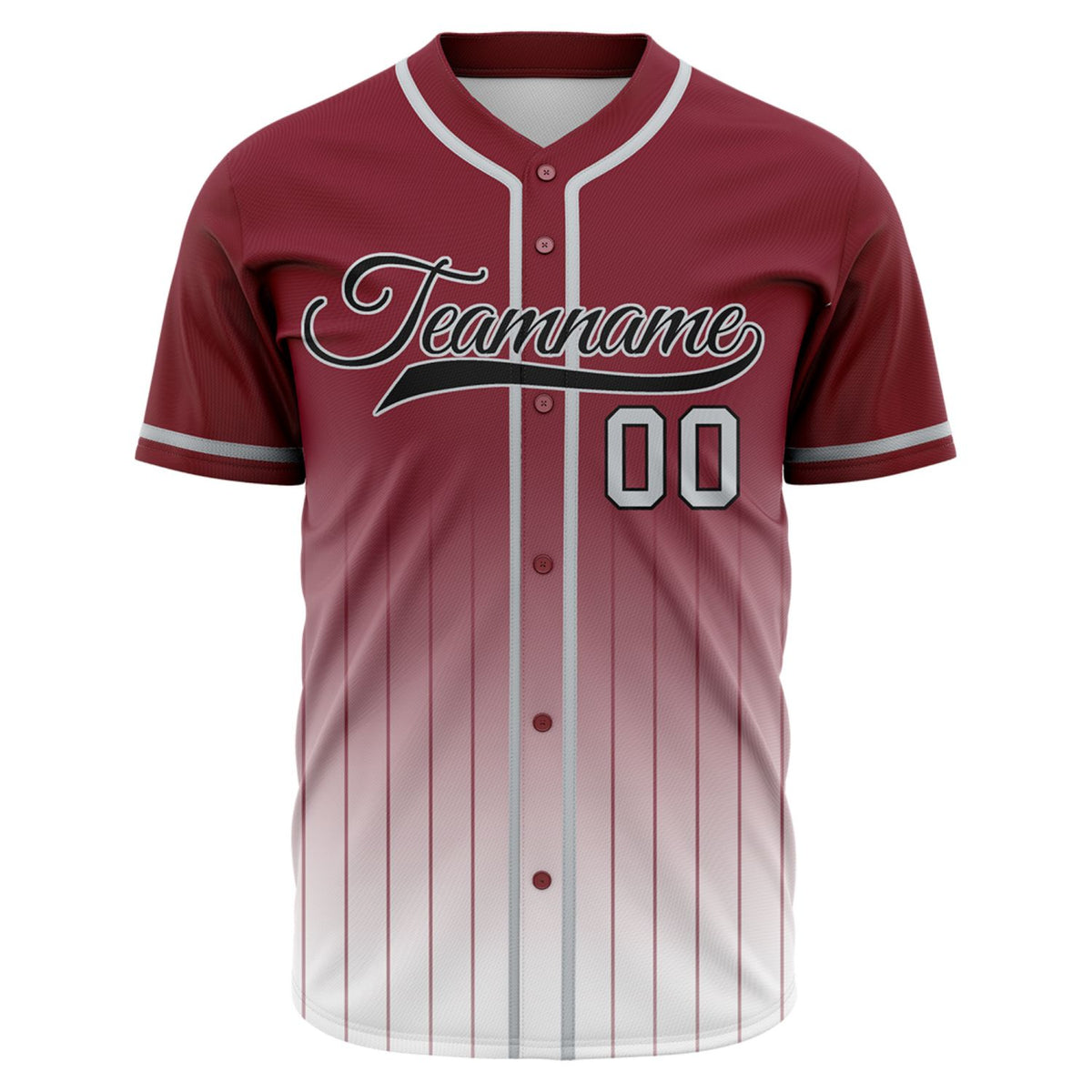 VOSOLI Vintage Maroon &amp; White Gradient Pinstripe Baseball Jersey