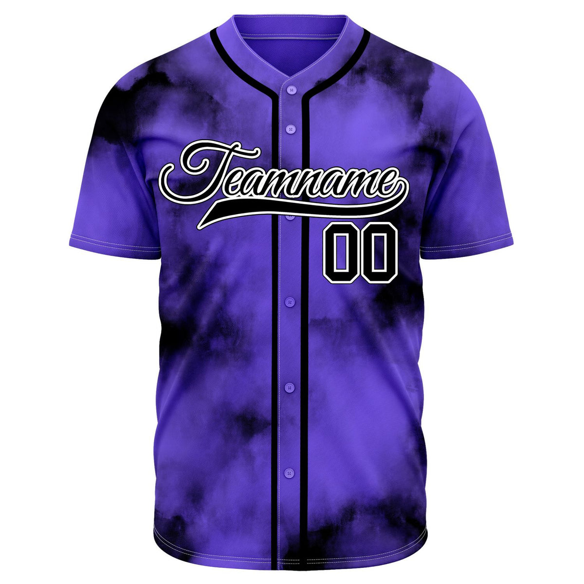 VOSOLI Midnight Purple Black Tie-Dye Graffiti Custom Stitched Baseball Jersey