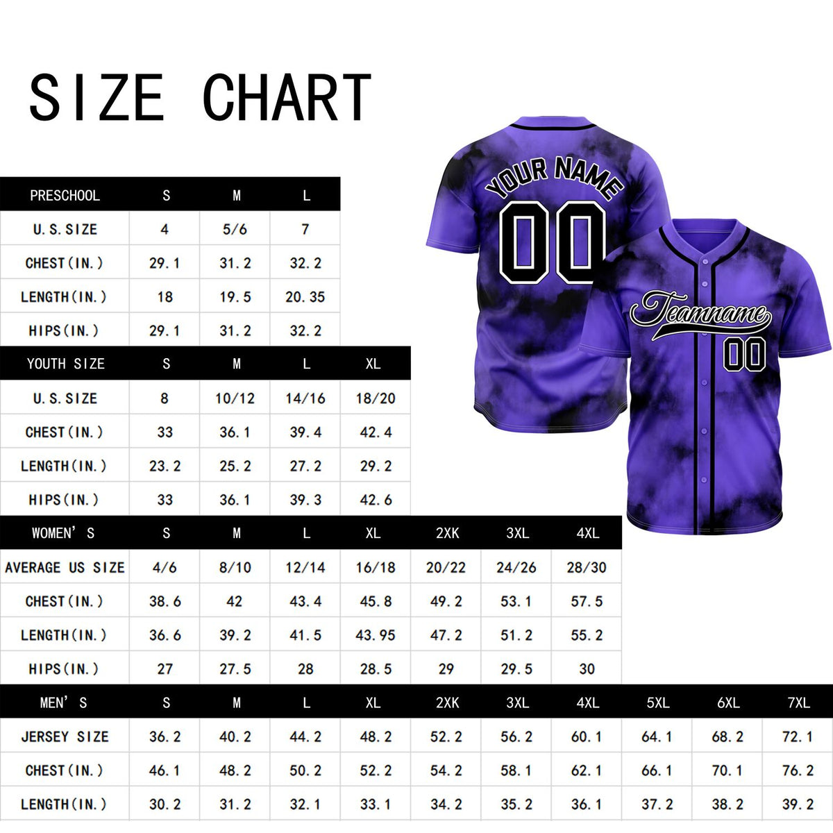 VOSOLI Midnight Purple Black Tie-Dye Graffiti Custom Stitched Baseball Jersey