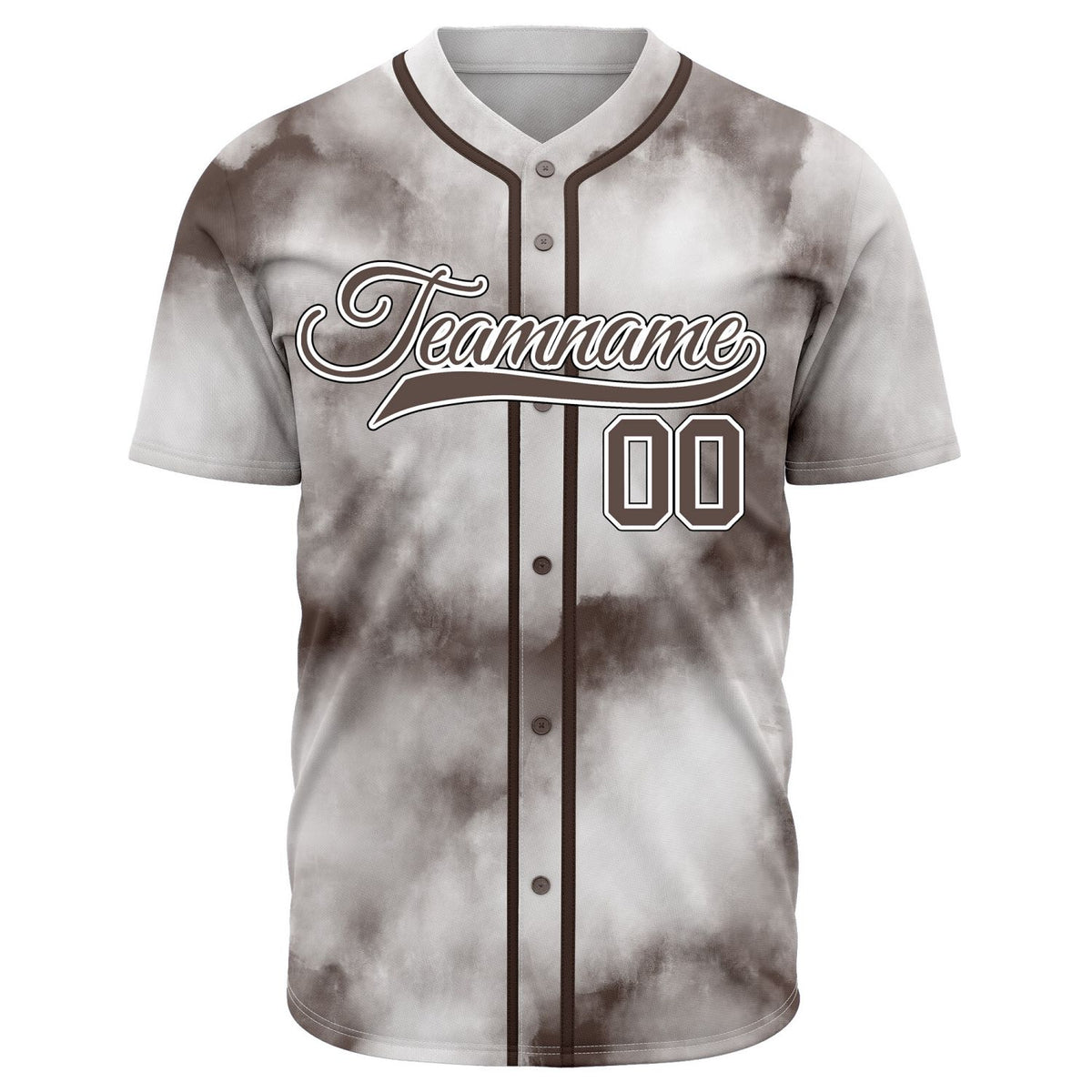 VOSOLI Earth-Tone Brown Tie-Dye Graffiti Custom Stitched Baseball Jersey