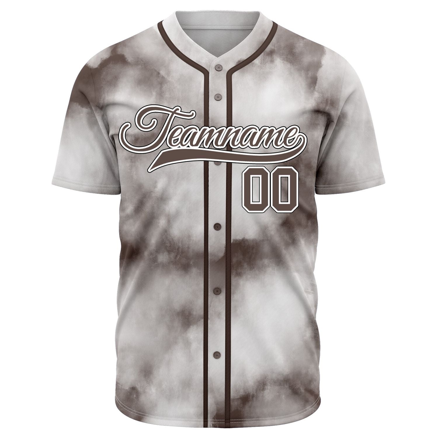 VOSOLI Earth-Tone Brown Tie-Dye Graffiti Custom Stitched Baseball Jersey