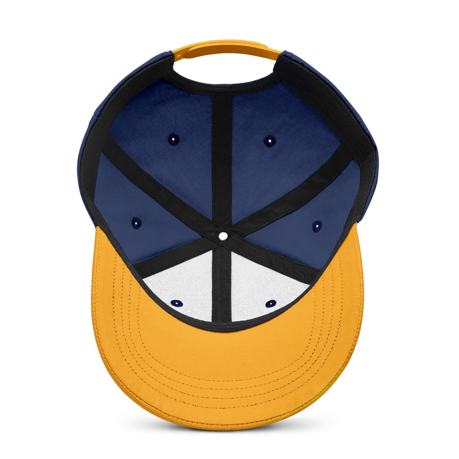 Vosoli Navy Blue & Gold Color-Block Baseball Cap - Unisex Custom 3D Embroidery or Print Ha