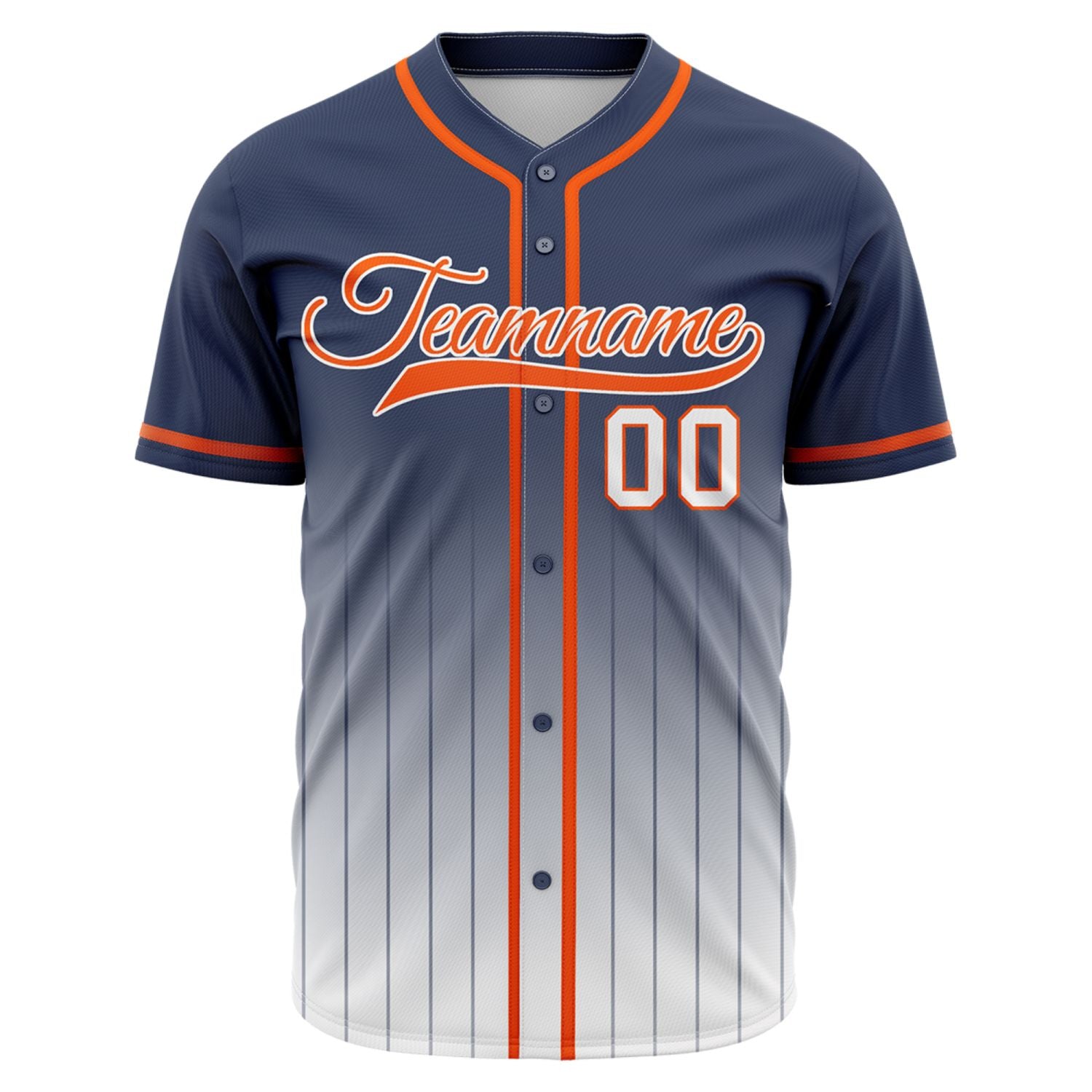 VOSOLI Majestic Navy & Orange Gradient Pinstripe Baseball Jersey