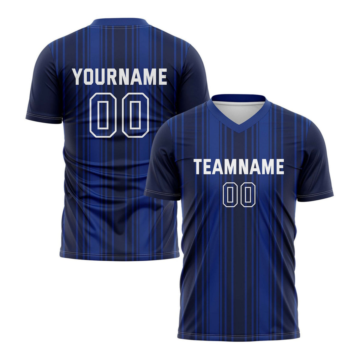 Custom Navy Blue Vertical Stripe Soccer Jersey for Teams &amp; Individuals | Vosoli