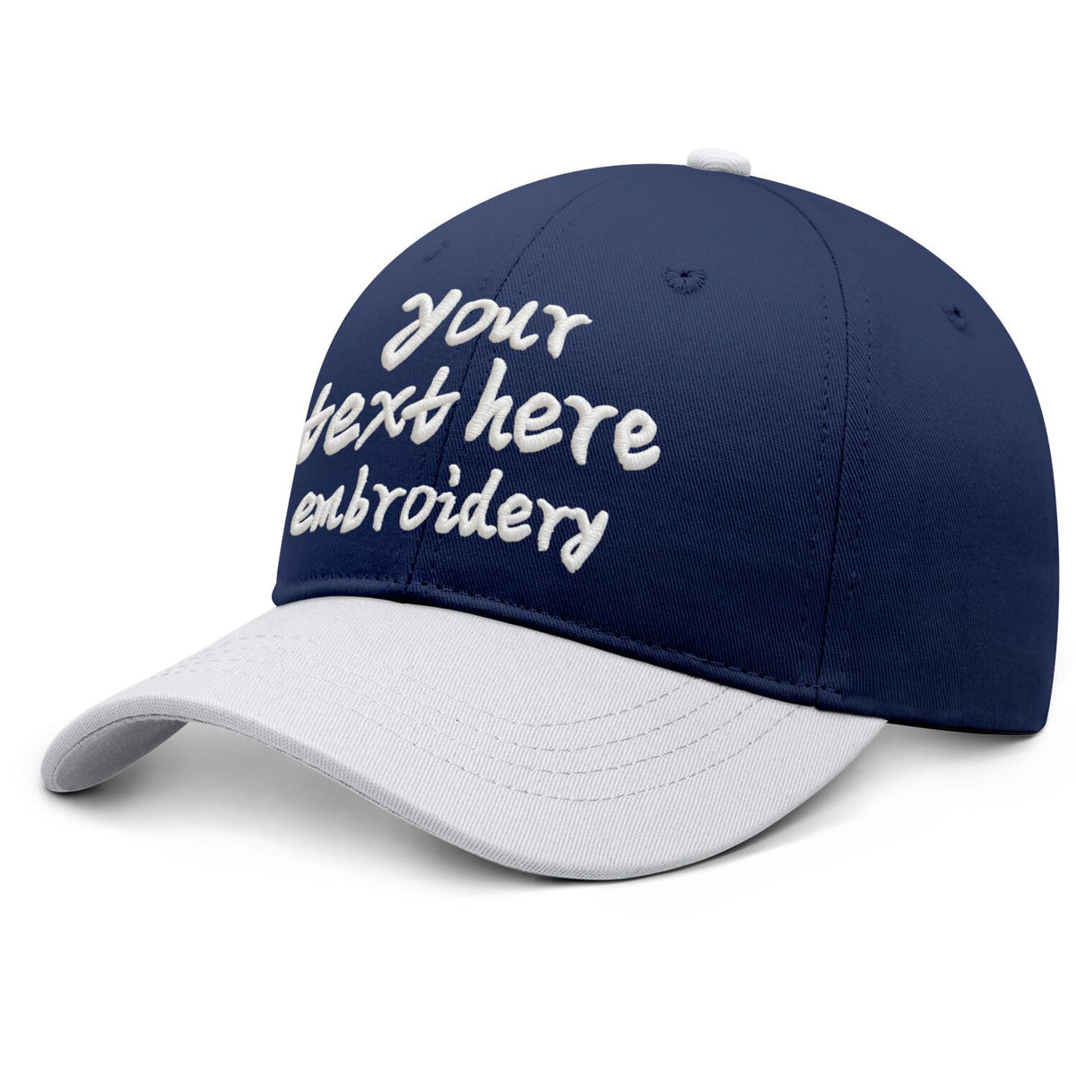 Vosoli Navy Blue &amp; White Color-Block Baseball Cap - Unisex Custom 3D Embroidery or Print Hat