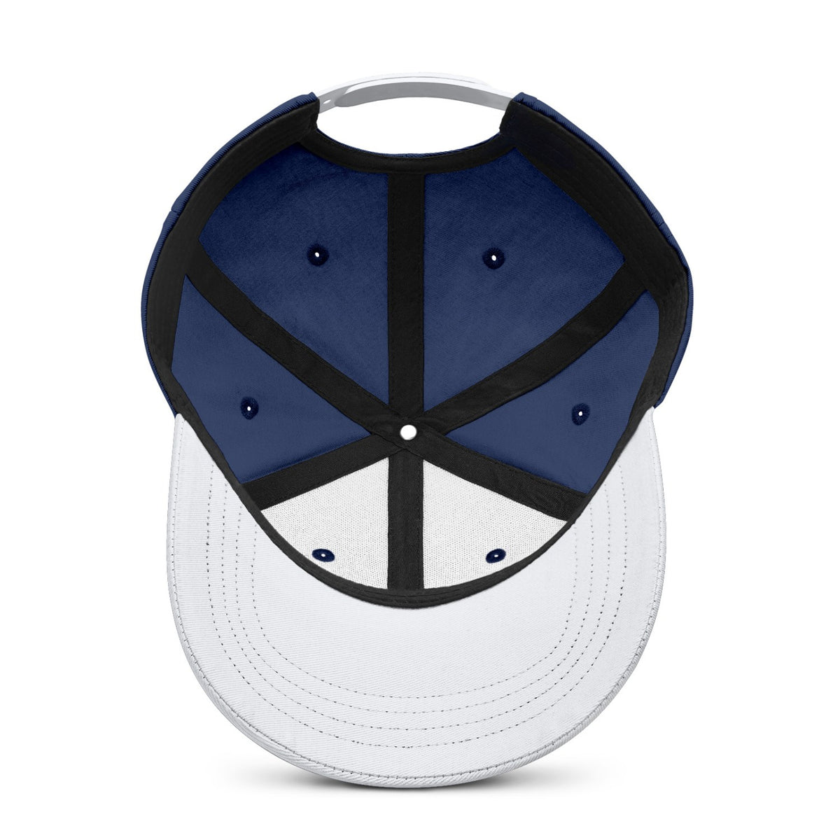 Vosoli Navy Blue & White Color-Block Baseball Cap - Unisex Custom 3D Embroidery or Print Hat