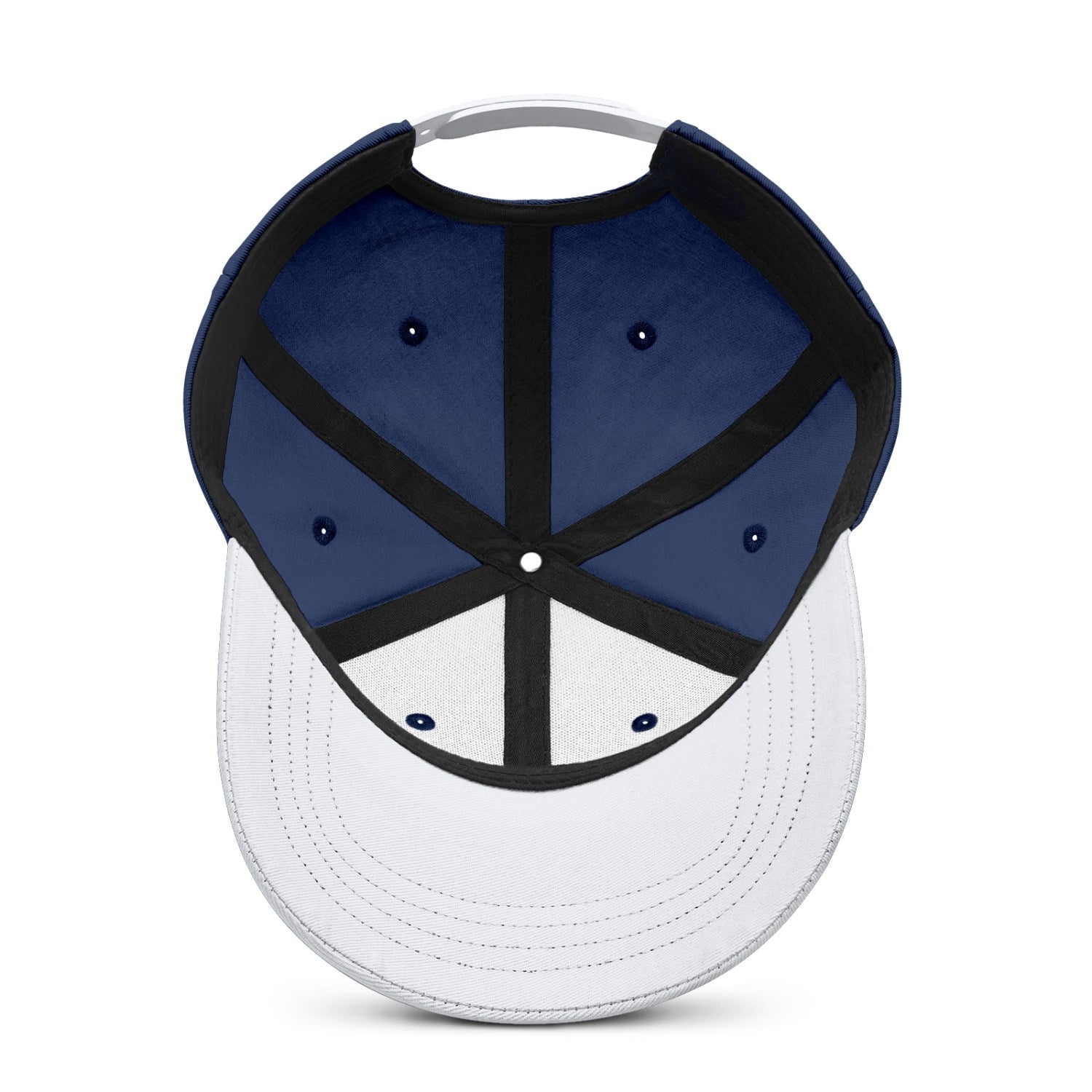Vosoli Navy Blue & White Color-Block Baseball Cap - Unisex Custom 3D Embroidery or Print Hat