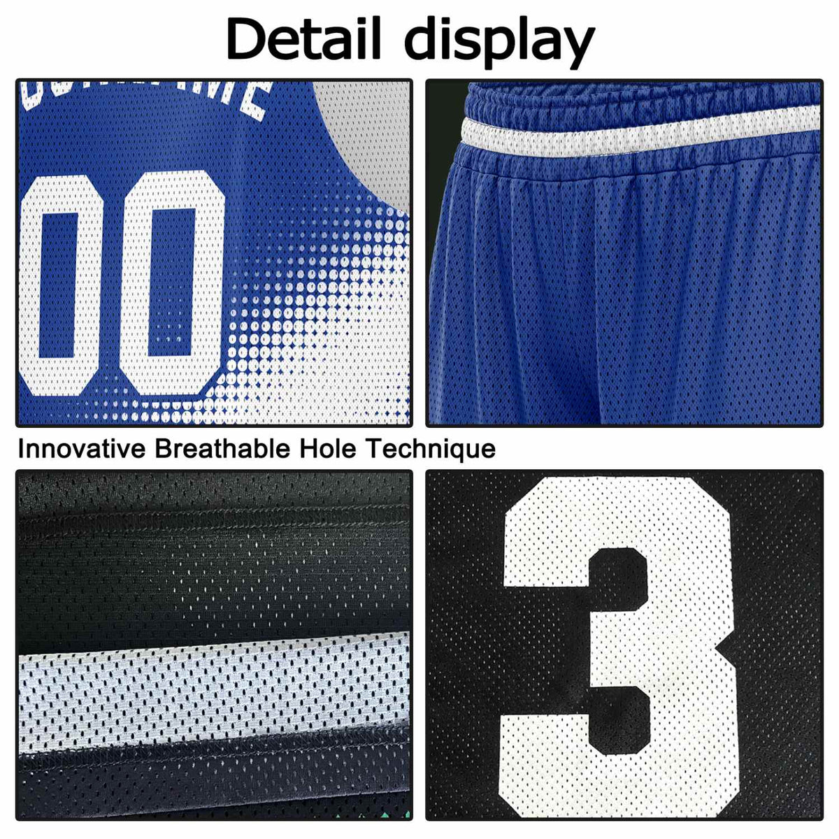 Custom Reversible Basketball Jersey & Shorts Set for Individuals & Teams – Navy Blue White Dot Gradient | Vosoli