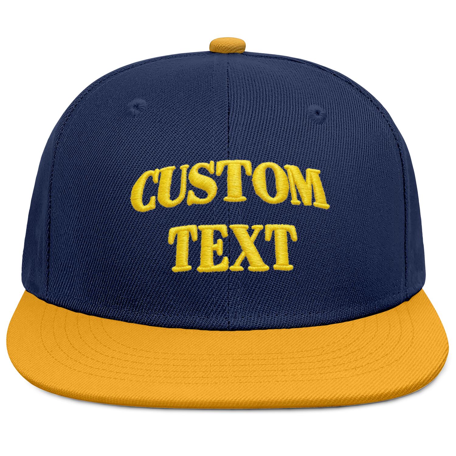 Vosoli Navy & Gold Color-Block Flat-Brim Hat - Unisex Personal & Team Custom 3D Embroidery or Print Cap