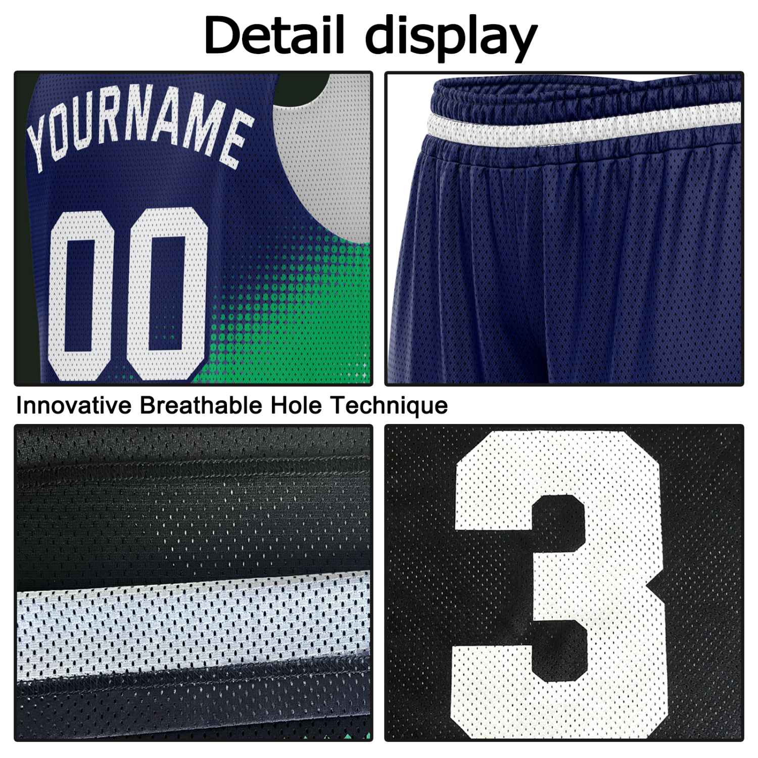 Custom Reversible Basketball Jersey & Shorts Set for Individuals & Teams – Navy Green White Dot Gradient | Vosoli