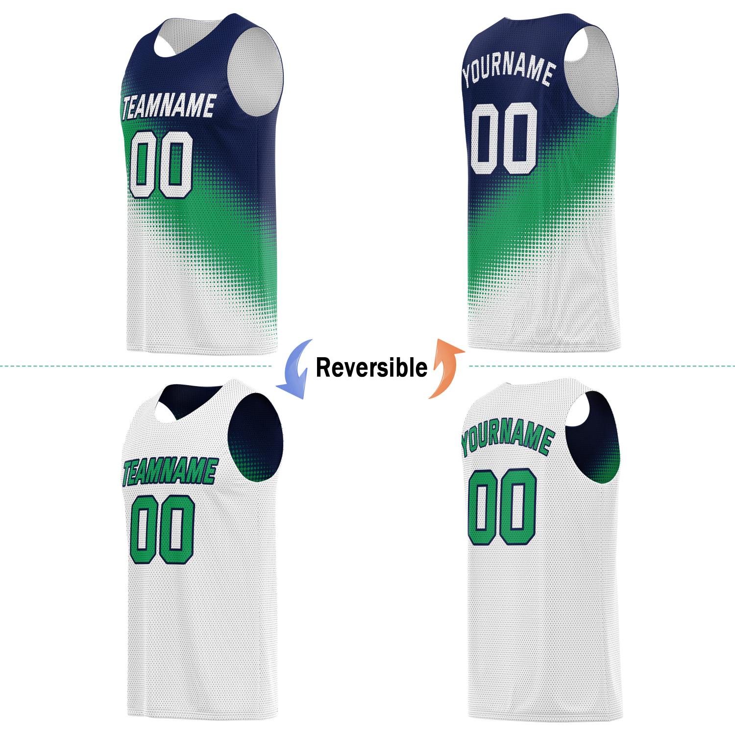 Custom Reversible Basketball Jersey for Individuals & Teams – Navy, Green & White | Vosoli