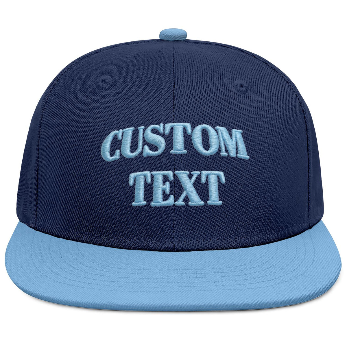 Vosoli Navy &amp; Light Blue Flat-Brim Hat - Unisex Personal &amp; Team Custom 3D Embroidery or Print Cap