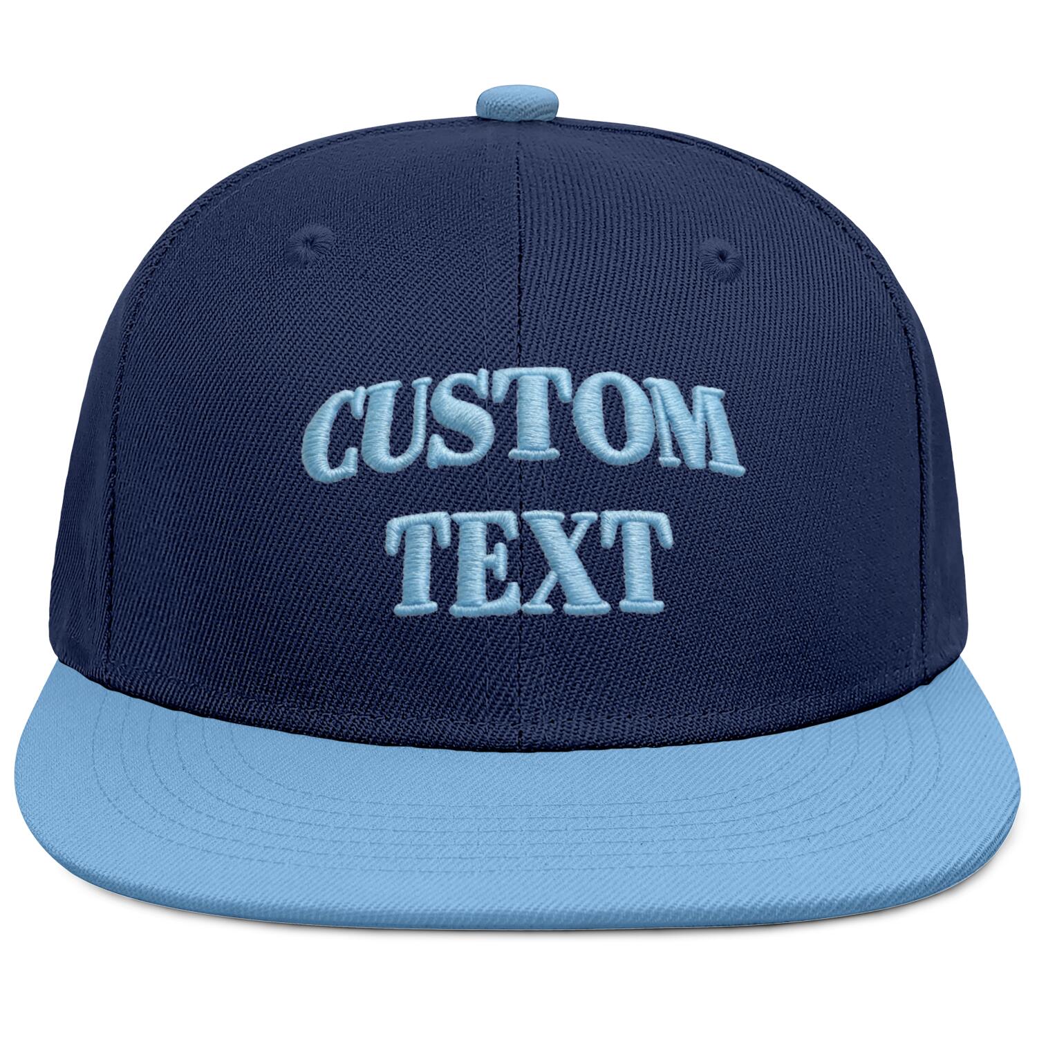 Vosoli Navy & Light Blue Flat-Brim Hat - Unisex Personal & Team Custom 3D Embroidery or Print Cap