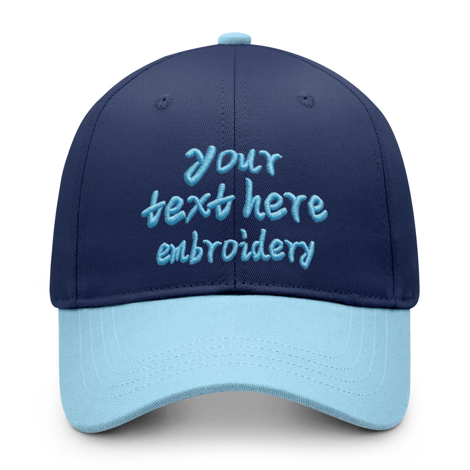 Vosoli Navy Light Blue Two-Tone Baseball Cap - Unisex Custom 3D Embroidery or Print