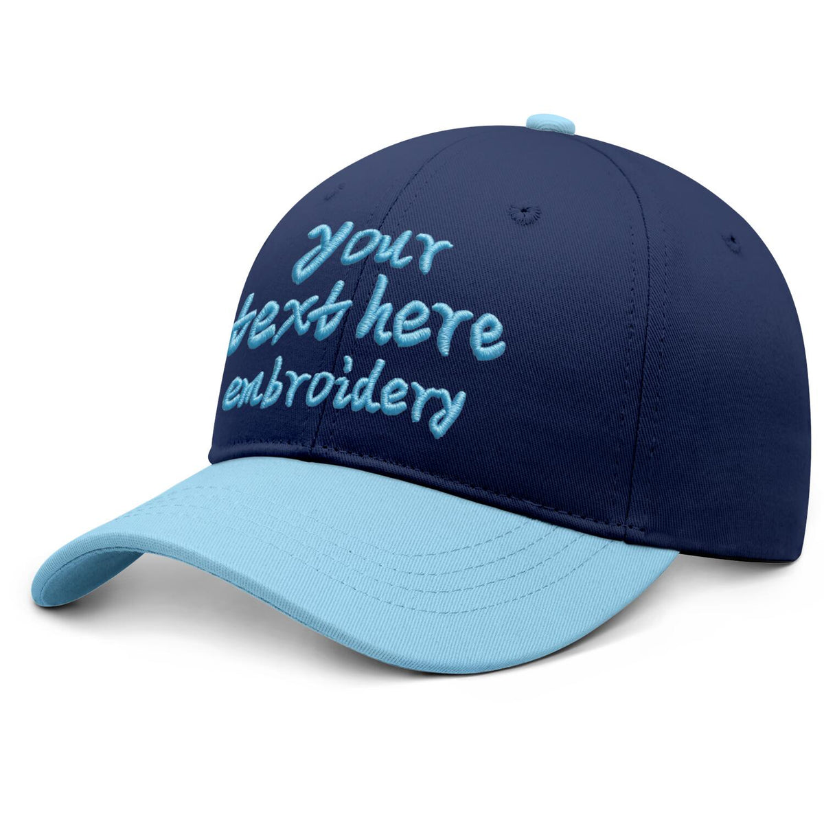Vosoli Navy Light Blue Two-Tone Baseball Cap - Unisex Custom 3D Embroidery or Print