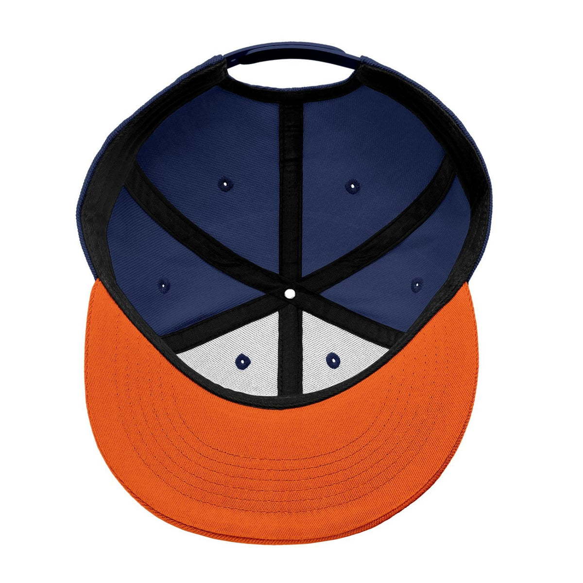 Vosoli Navy & Orange Color-Block Flat-Brim Hat - Unisex Personal & Team Custom 3D Embroidery or Print Cap