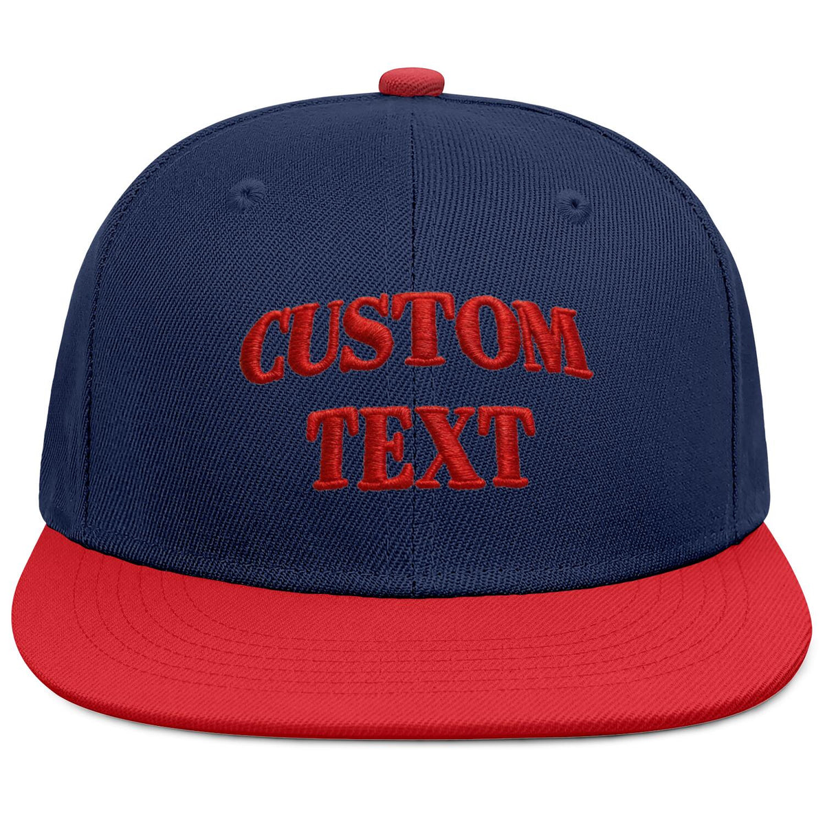 Vosoli Navy &amp; Red Color-Block Flat-Brim Hat - Unisex Personal &amp; Team Custom 3D Embroidery or Print Cap