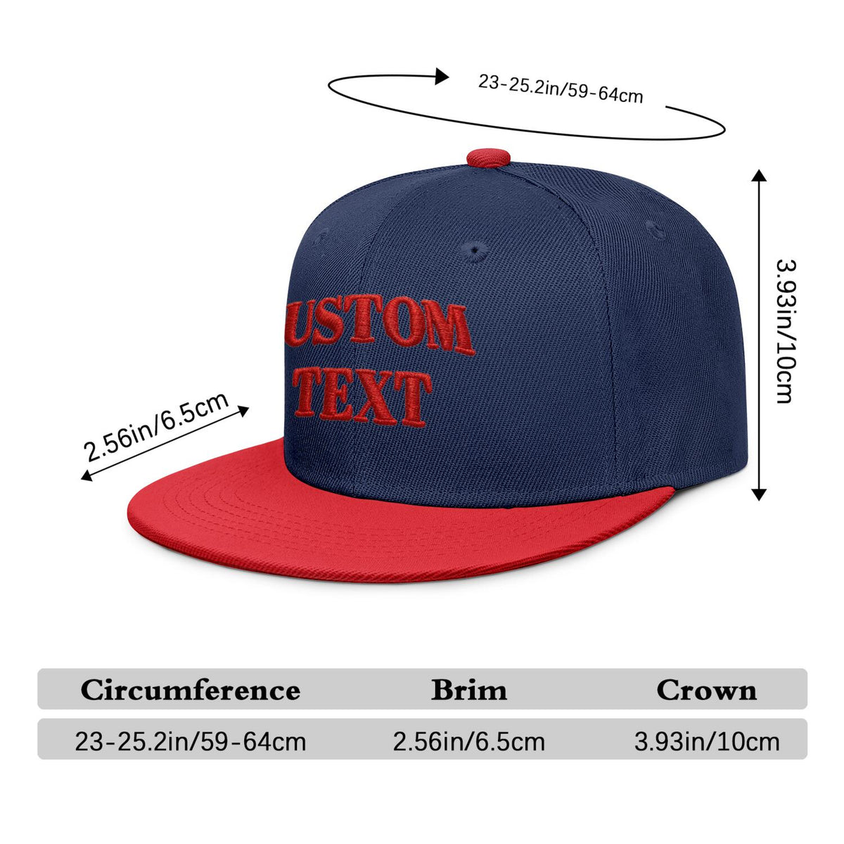 Vosoli Navy & Red Color-Block Flat-Brim Hat - Unisex Personal & Team Custom 3D Embroidery or Print Cap