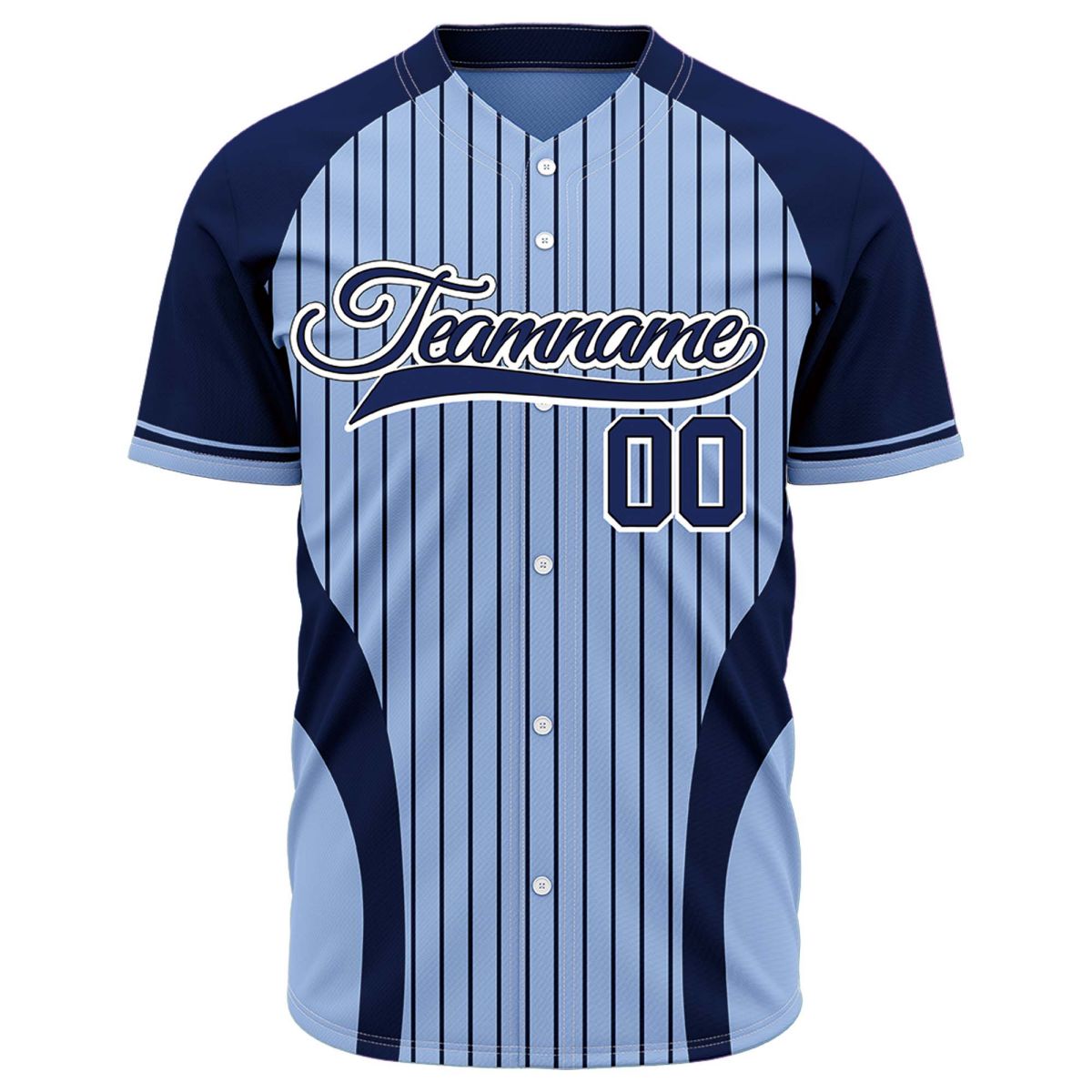 VOSOLI Custom Blue &amp; Light Blue Pinstripe Baseball Jersey - Sublimated Elite Gear