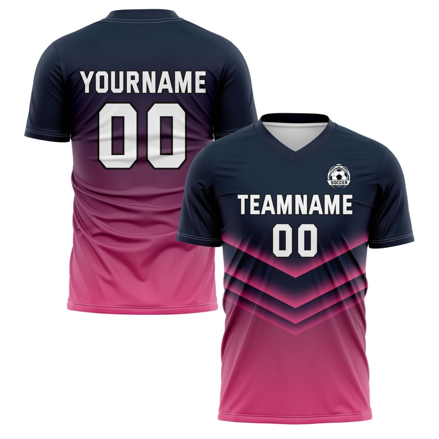 Custom Navy-to-Pink Gradient Soccer Jersey for Teams & Individuals | Vosoli