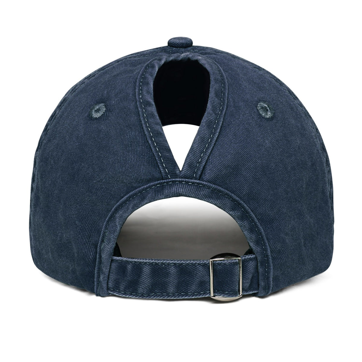 Vosoli Navy Washed Denim Women’s Ponytail Cap - Team Custom 3D Embroidery or Print Personalized Hat