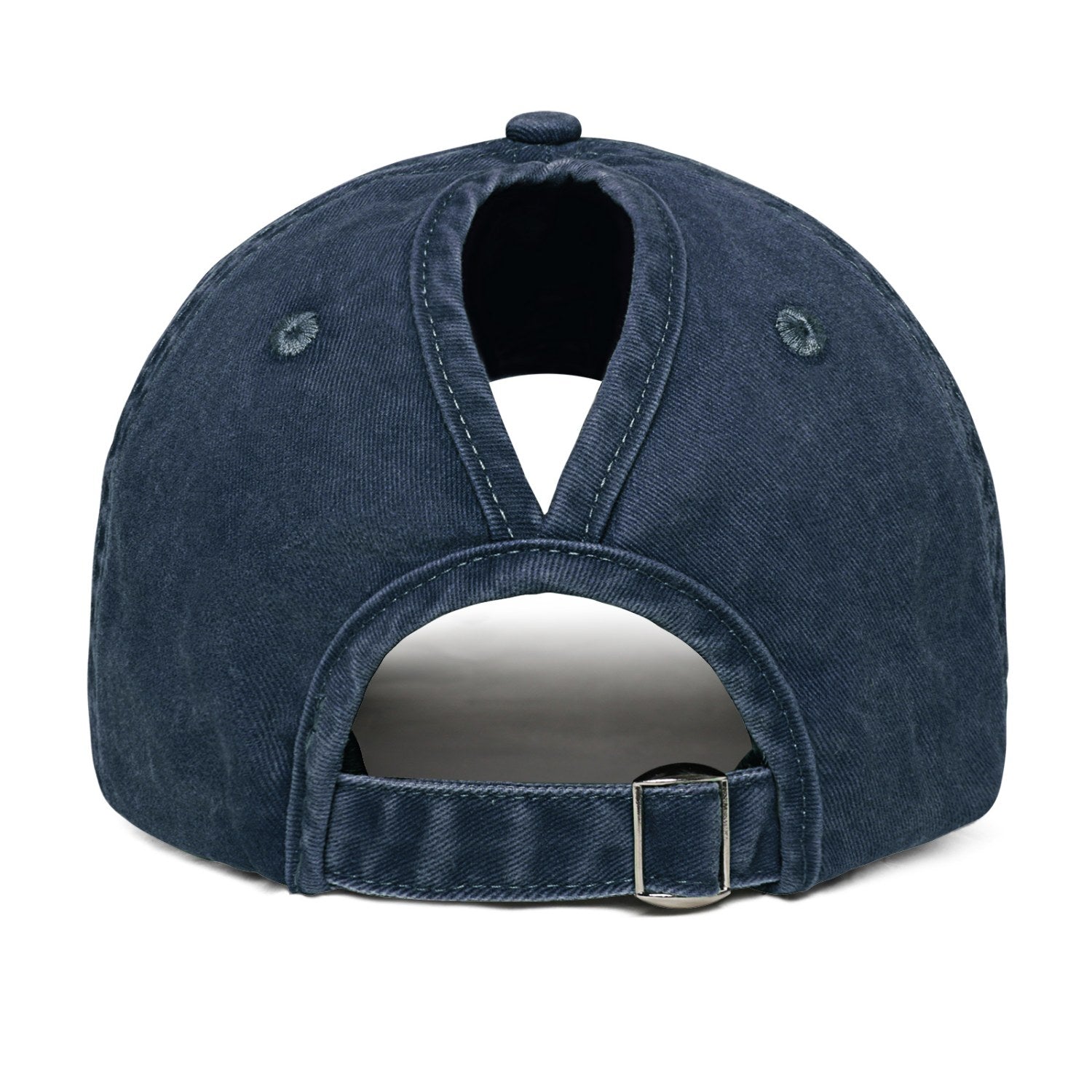 Vosoli Navy Washed Denim Women’s Ponytail Cap - Team Custom 3D Embroidery or Print Personalized Hat