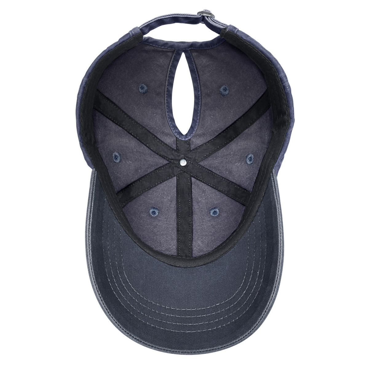 Vosoli Navy Washed Denim Women’s Ponytail Cap - Team Custom 3D Embroidery or Print Personalized Hat