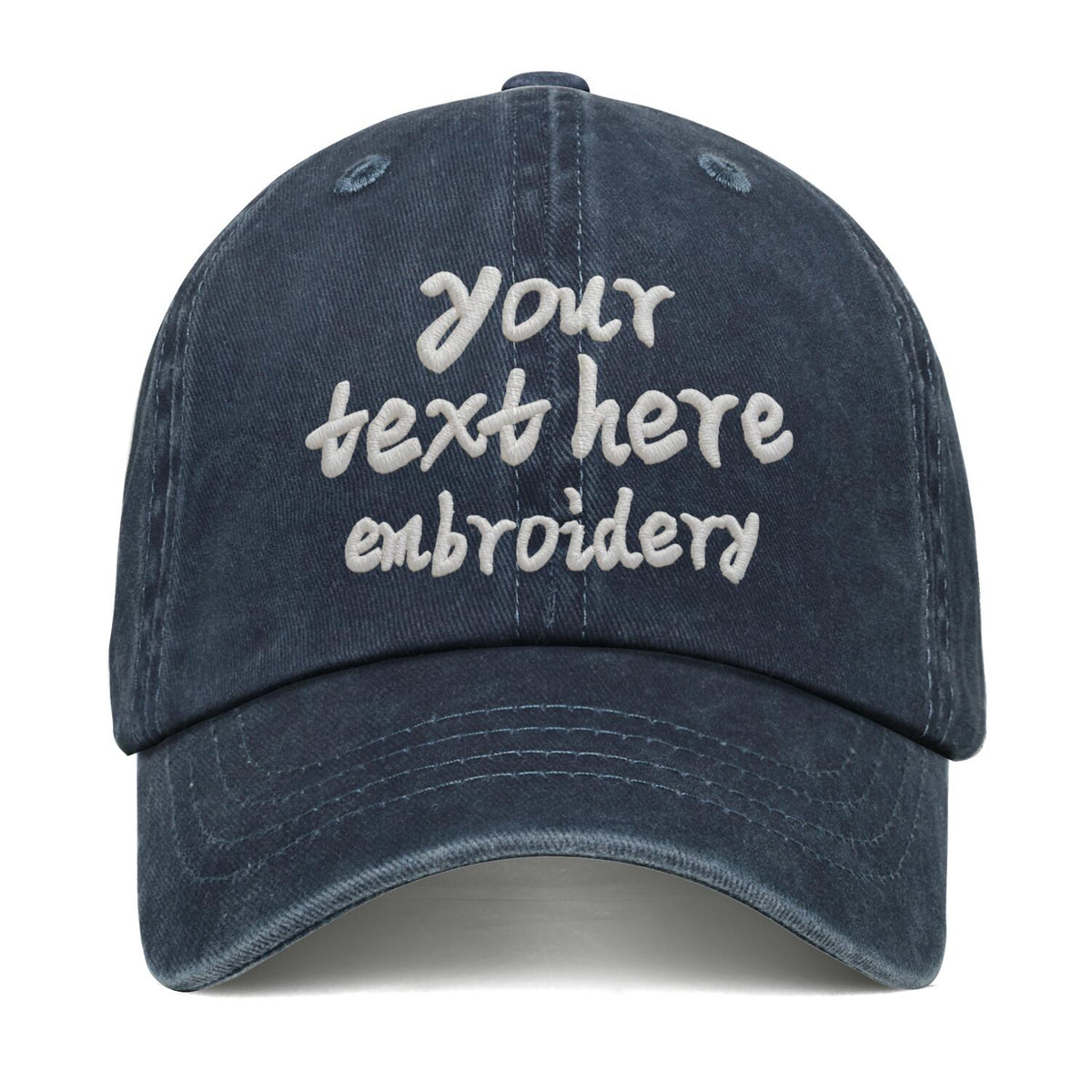Vosoli Navy Washed Denim Women’s Ponytail Cap - Team Custom 3D Embroidery or Print Personalized Hat