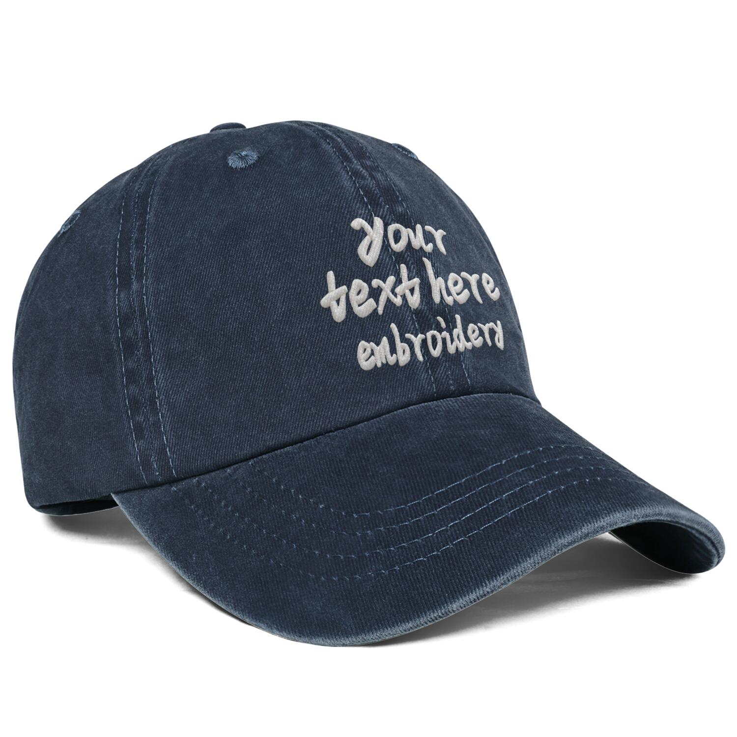Vosoli Navy Washed Denim Women’s Ponytail Cap - Team Custom 3D Embroidery or Print Personalized Hat