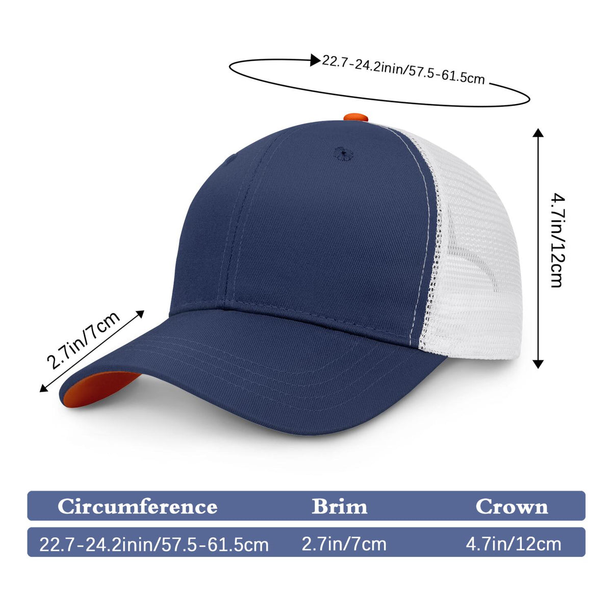Vosoli Navy & White Mesh-Back Trucker Cap - Unisex Personal & Team Custom 3D Embroidery or Print Hat