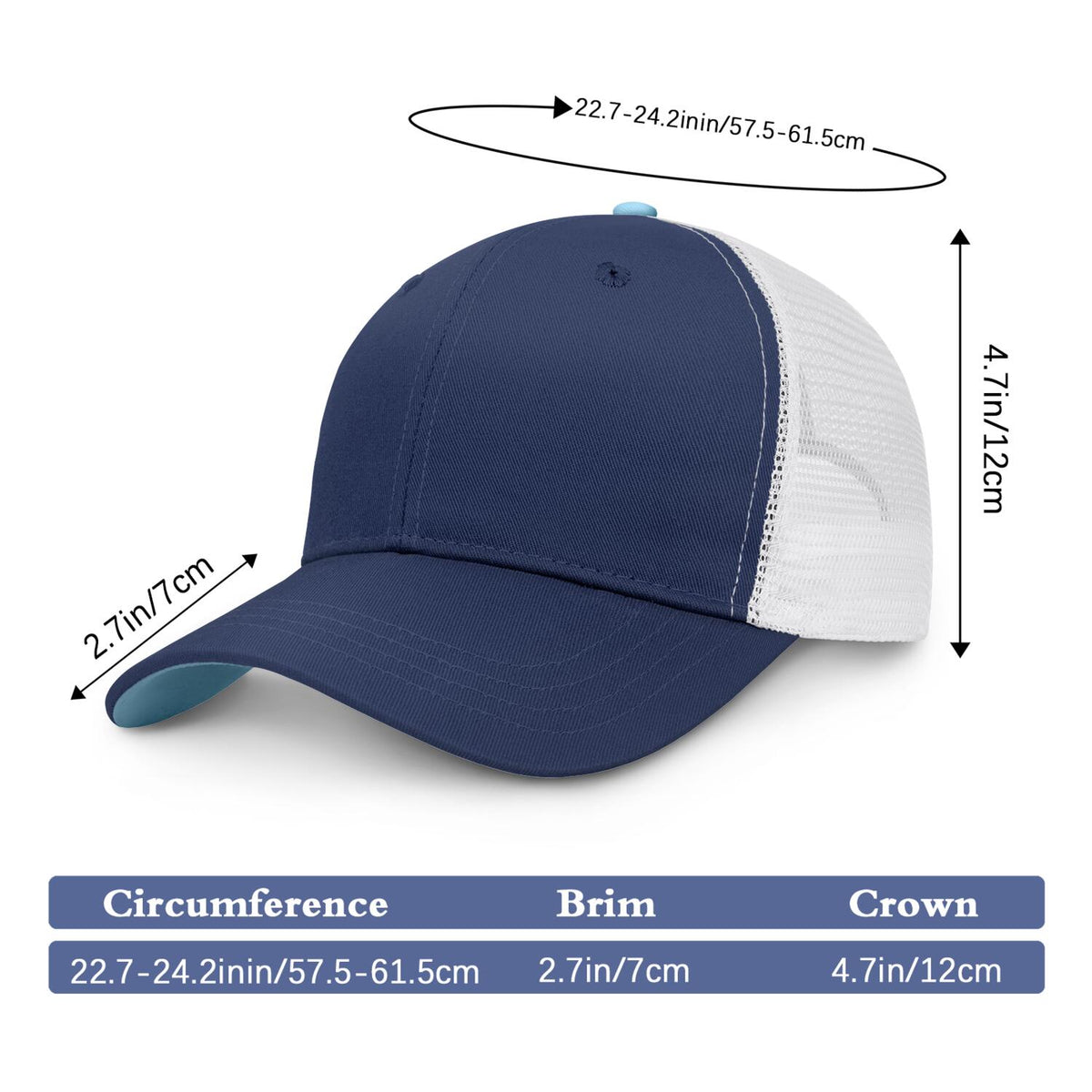 Vosoli Navy & White Mesh-Back Trucker Cap - Unisex Personal & Team Custom 3D Embroidery or Print Hat