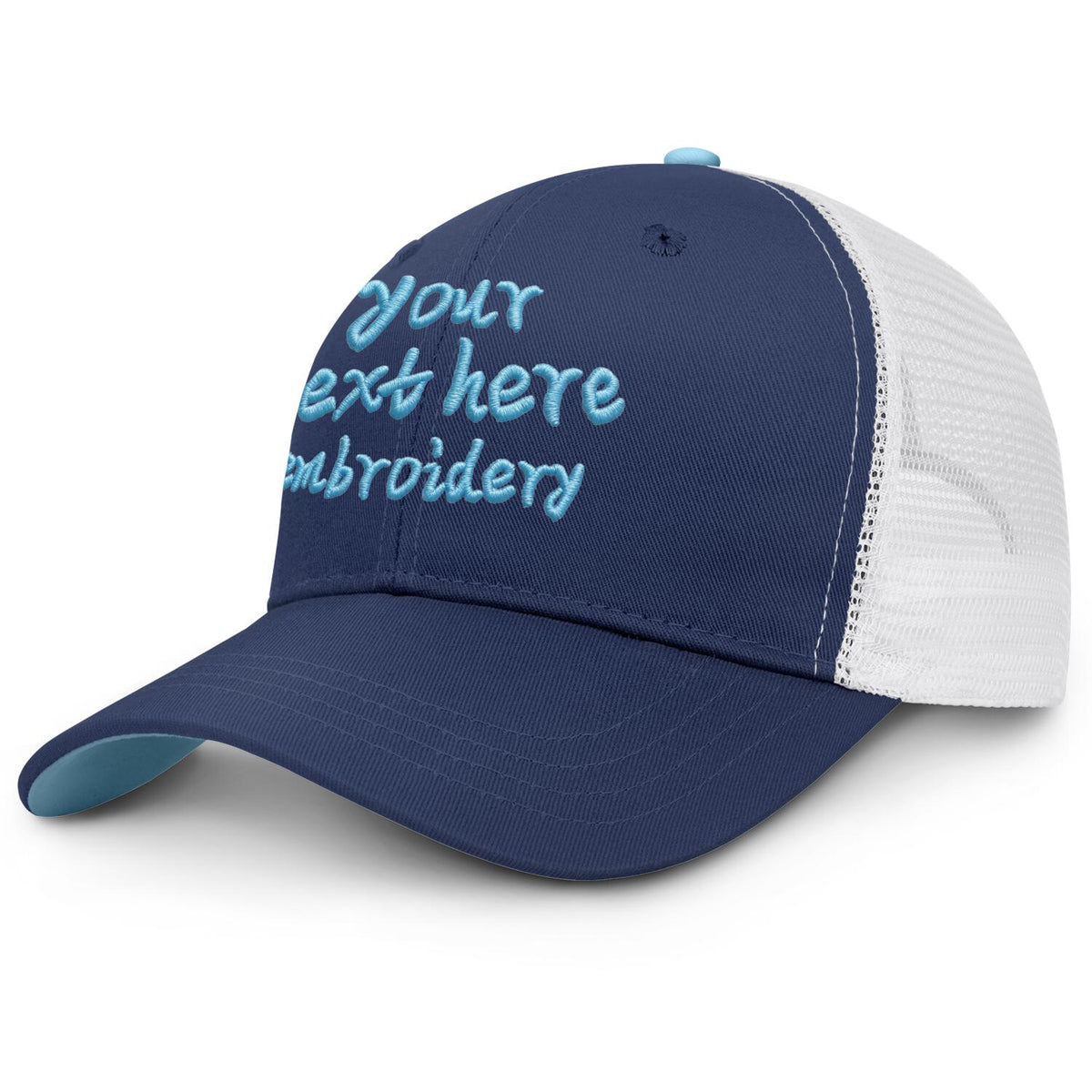 Vosoli Navy & White Mesh-Back Trucker Cap - Unisex Personal & Team Custom 3D Embroidery or Print Hat