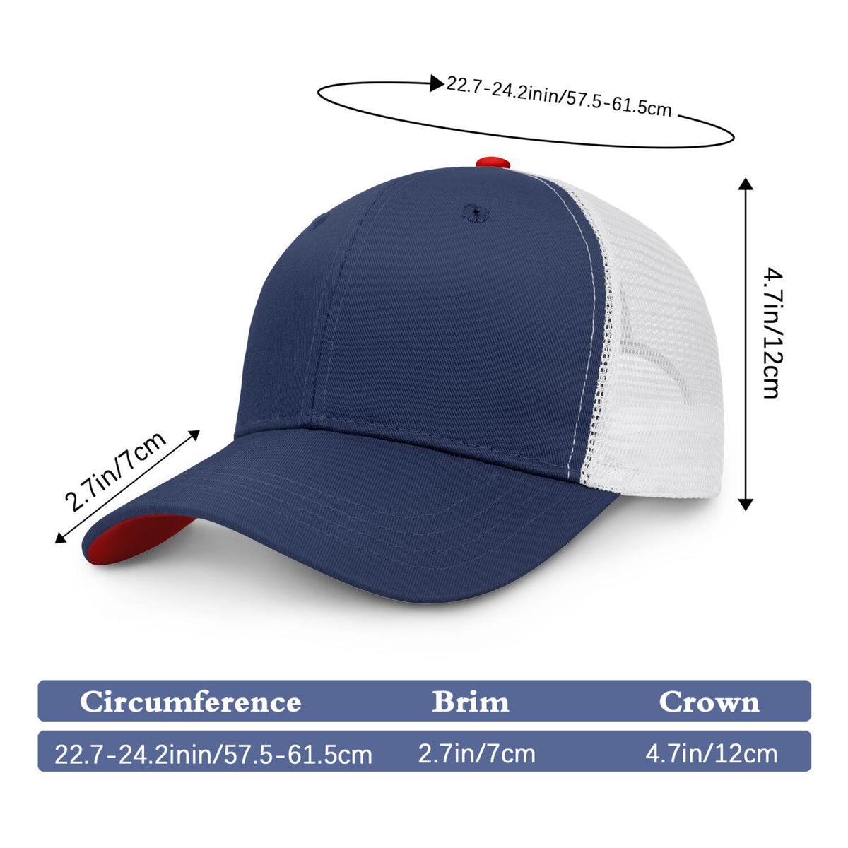 Vosoli Navy & White Mesh-Back Trucker Cap - Unisex Personal & Team Custom 3D Embroidery or Print Hat