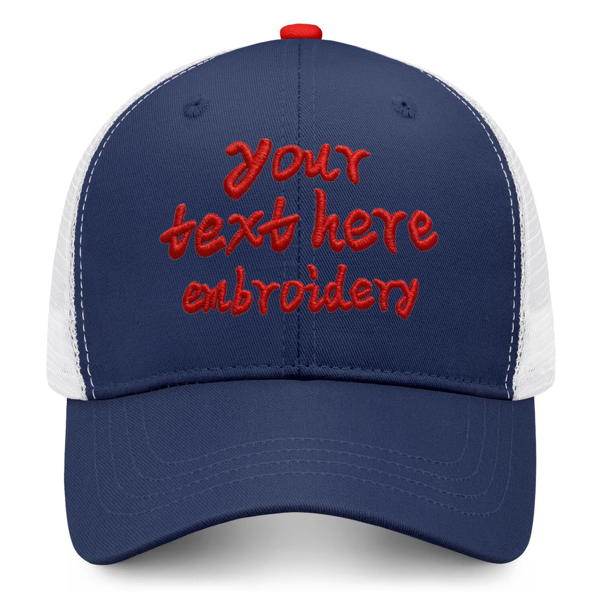 Vosoli Navy & White Mesh-Back Trucker Cap - Unisex Personal & Team Custom 3D Embroidery or Print Hat