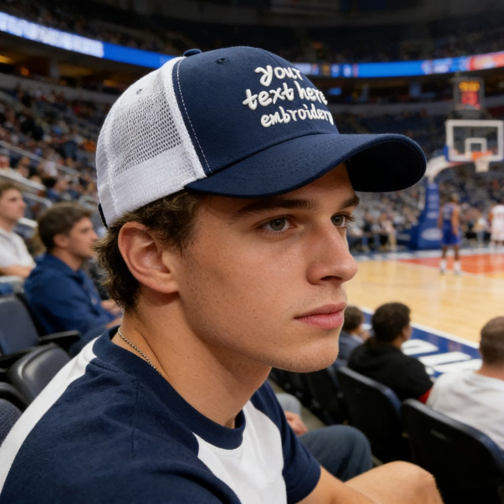 Vosoli Navy White Trucker Cap - Custom Embroidered Personalized Hat